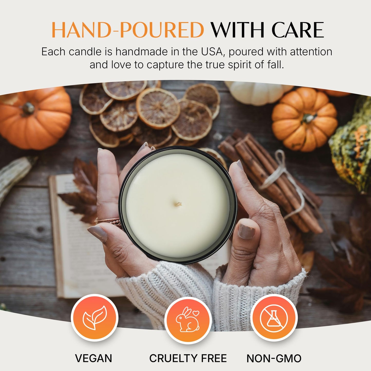 Anovina Pumpkin Candle – Fall Scented Candle with Premium Soy Wax Blend – Cozy Autumn & Holiday Gift Candle for Women and Men