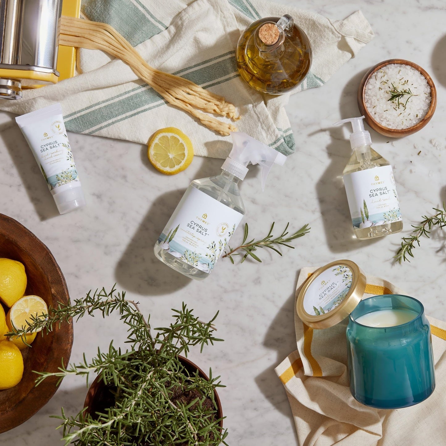 Thymes Poured Glass Jar Candle - Scented Candle for a Fresh Home Fragrance - Aromatherapy Candle in Glass Jar (Cyprus Sea Salt)