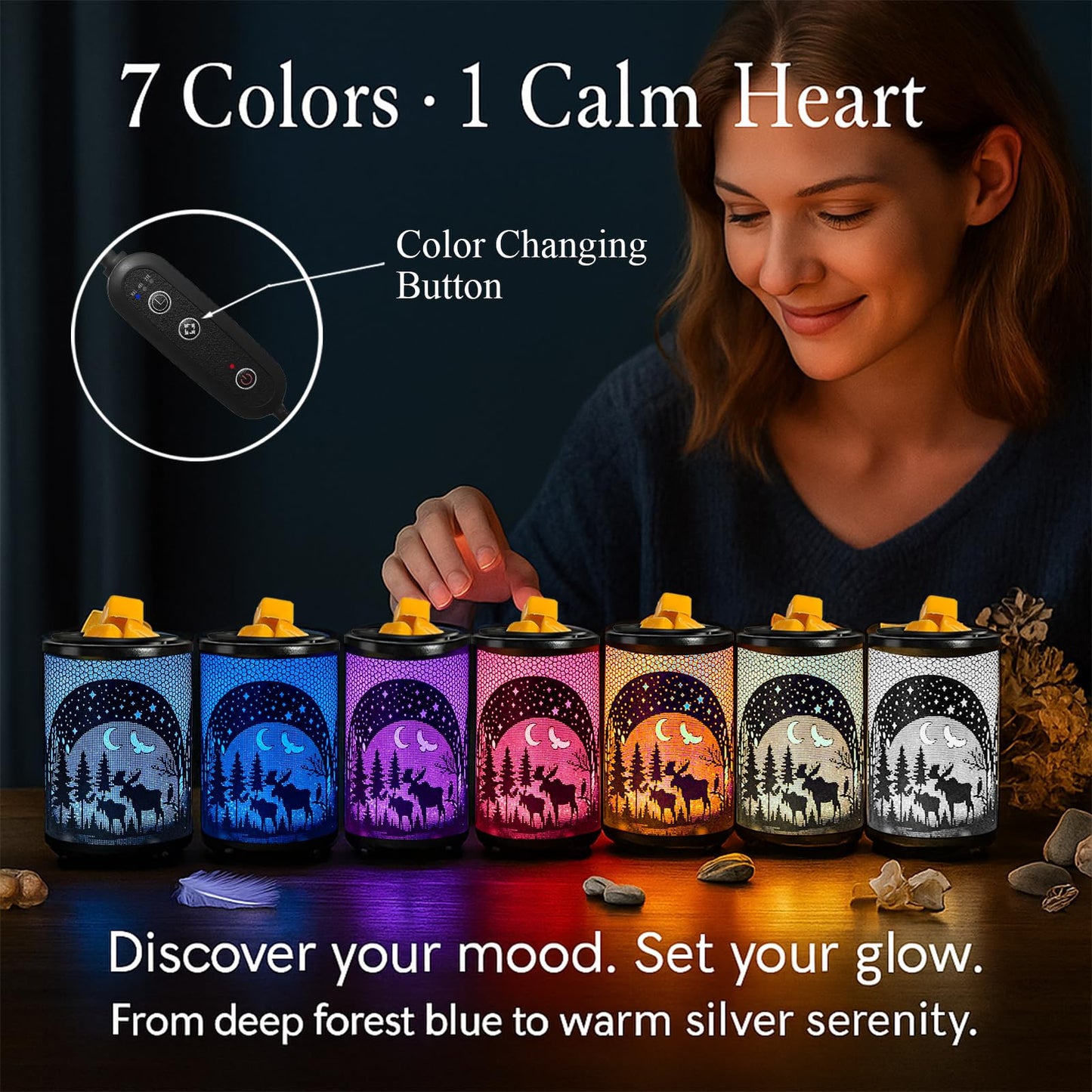 Leyoue Electric Wax Warmer with Efficient PTC Heating - Enchanting Deer in Forest Iron Design, Quickly Melts Wax Blocks, Releases Long-Lasting Fragrance, Perfect Home Decor Piec