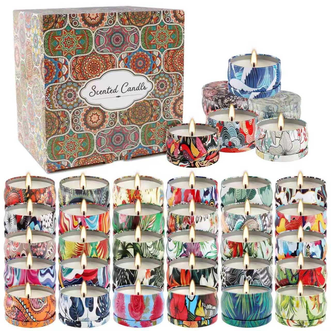 Scented Candles Gifts Set 36 Pack Soy Wax Travel Tin Jar Candles for Home 2.5 OZ for Mom for Christmas, Home Scented Decoration Relaxation, Thanksgiving, Mother's Day.