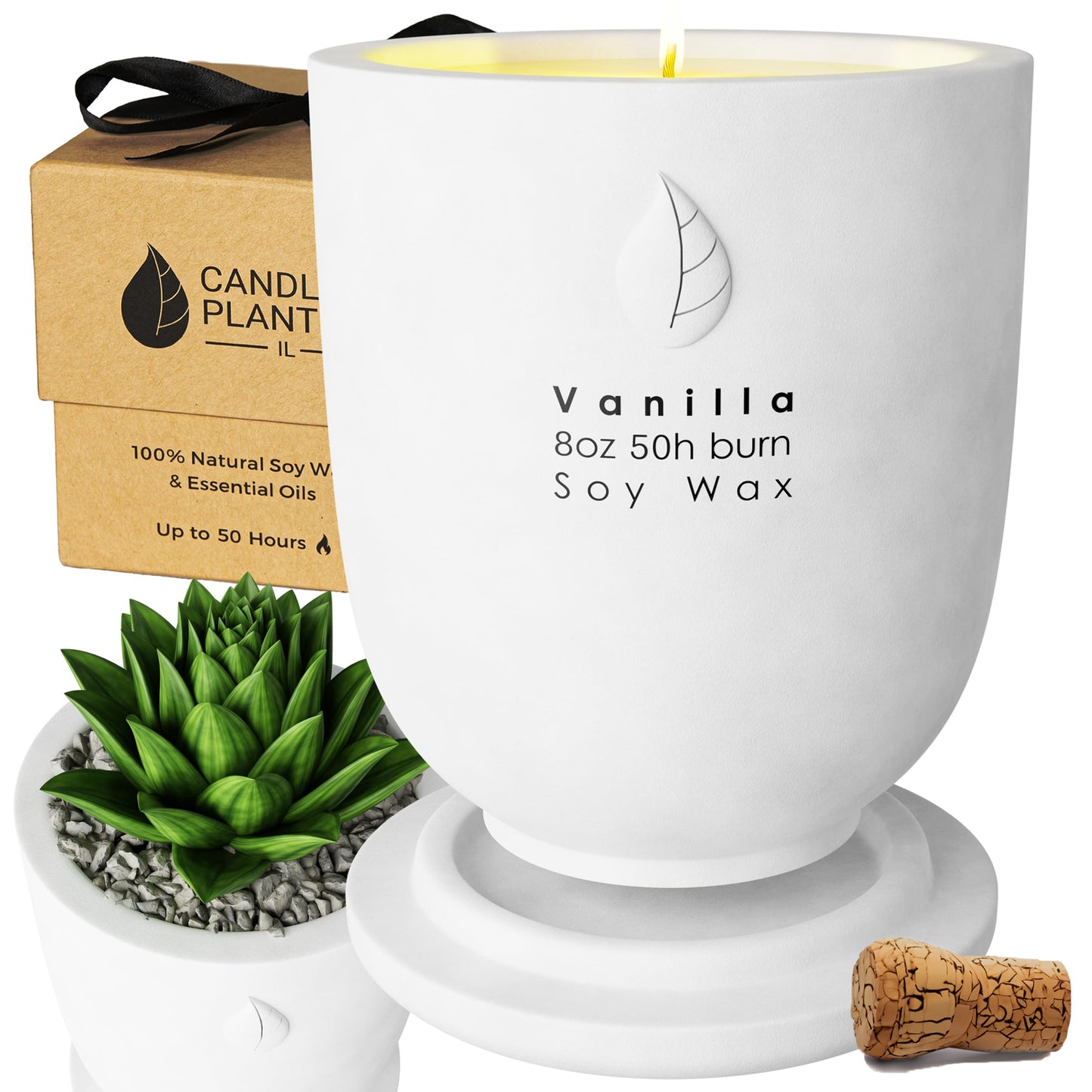 Matani Concrete Cement Candle Planter - Aromatherapy Soy, Dual Purpose Jar (White Vanilla)