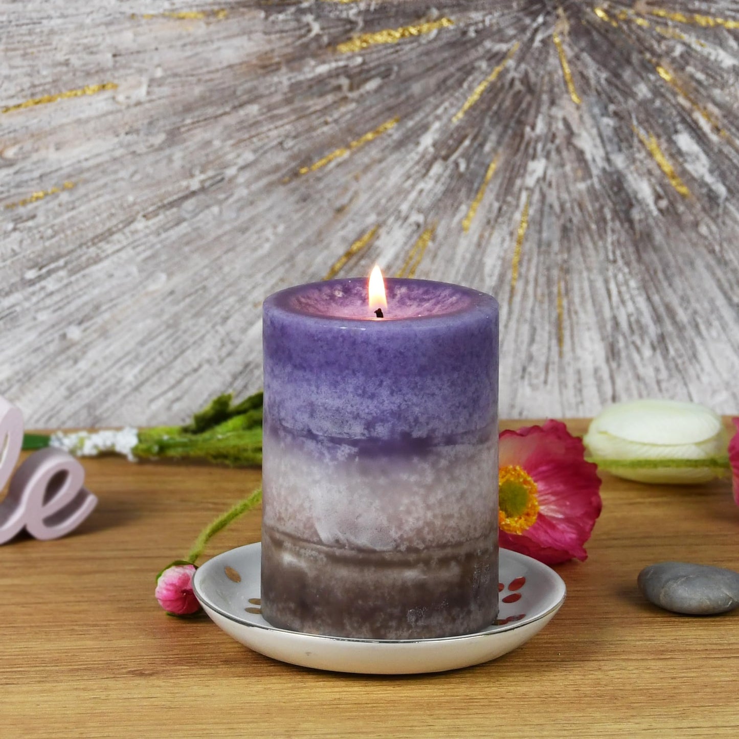 4 Inch Purple Sand Scented Pillar Candle