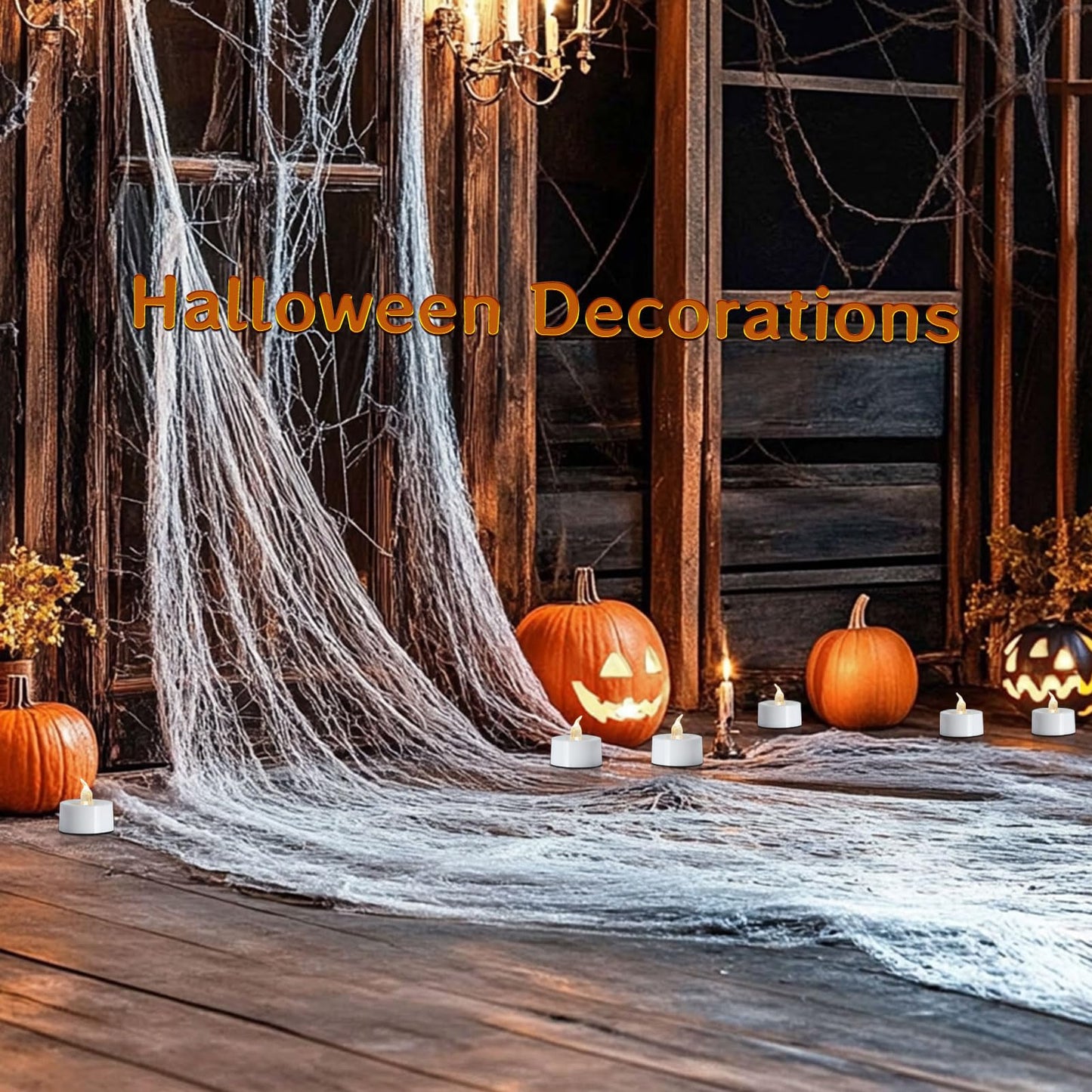 LANKER 24 Pack LED Tea Lights Candles, Warm White Flickering Flameless Tealights, Long Lasting Battery Operated Fake Candles, Decoration for Halloween (Warm White - 24pcs)