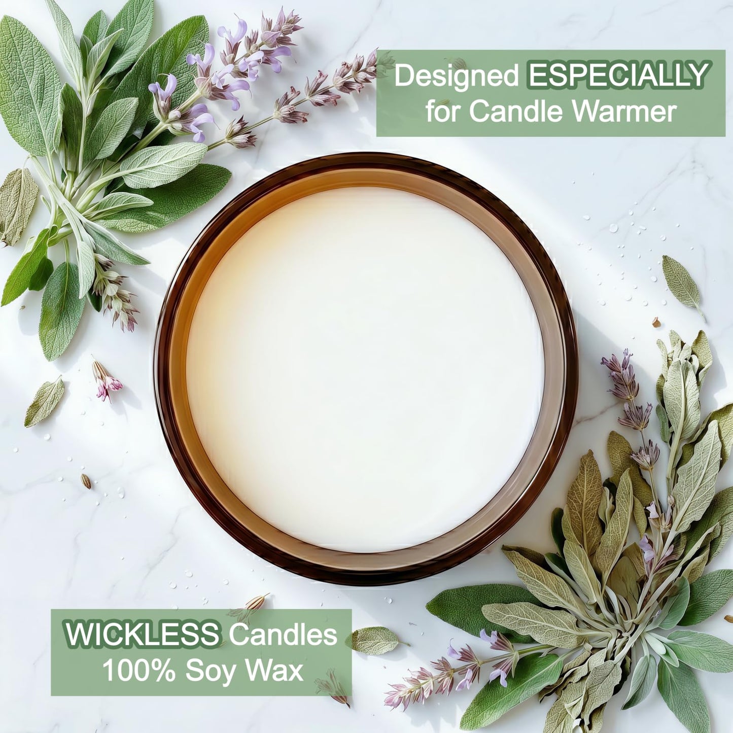 VOHO Sage Wickless Candles for Candle Warmer Lamp, 9oz Soy Candles with Stirring Spoon & Lid, Wickless Sage Candle for Wax Lamp Warmer, Scented Candles Gifts for Women Men Birthday Winter Home Decor