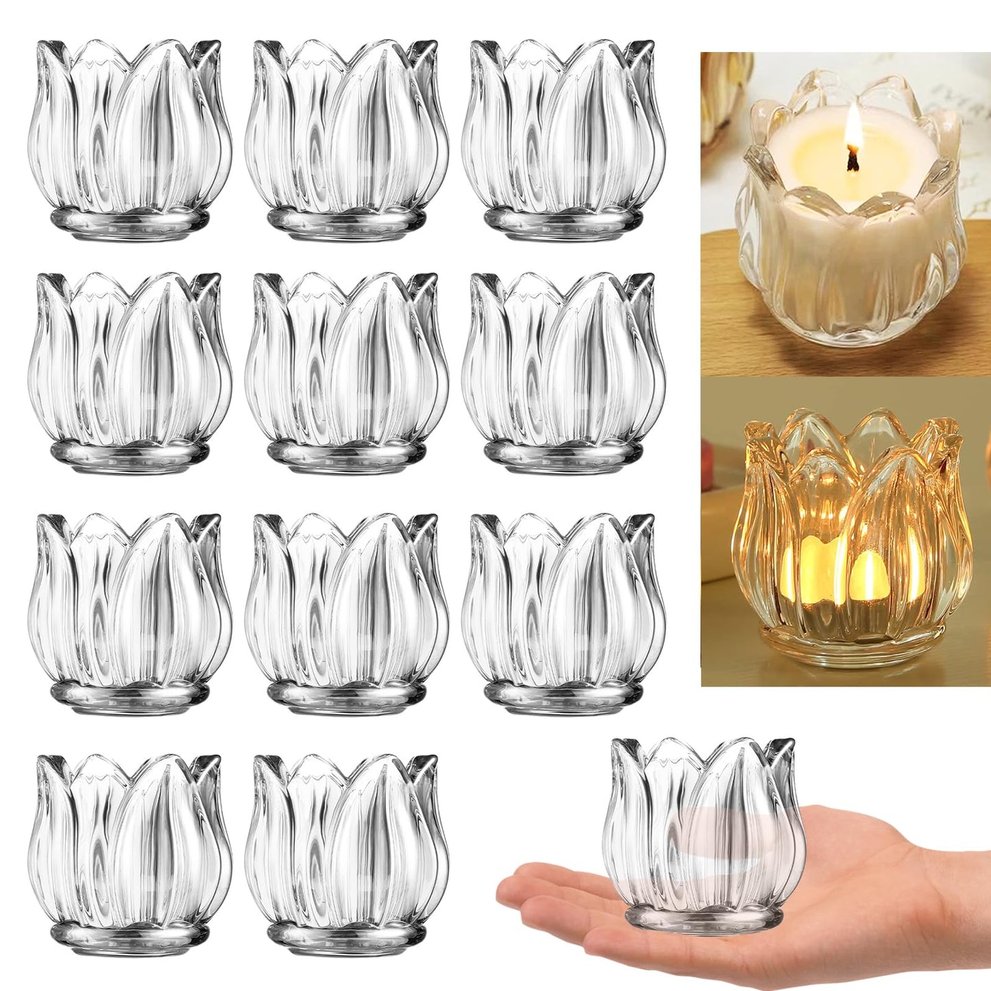 GOLDEAL 24Pcs Votive Candle Holders,Clear Thick Glass Tea Light Candle Holder Bulk,Tealight Candle Jars for Wedding Table Decor,Party Supplies,Bridal Shower,Baby Shower,Tables Centerpieces