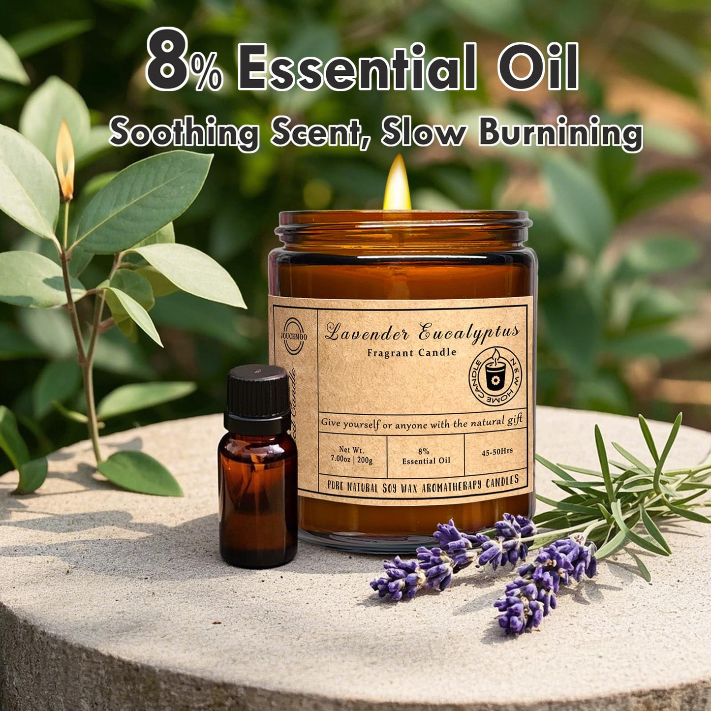 Scented Candles - Lavender Eucalyptus Candles for Home Scented, 7oz Soy Wax Aromatherapy Candle, Stress Relief, Calming Candle for Relaxation, Non Toxic, Birthday Gifts for Women & Men