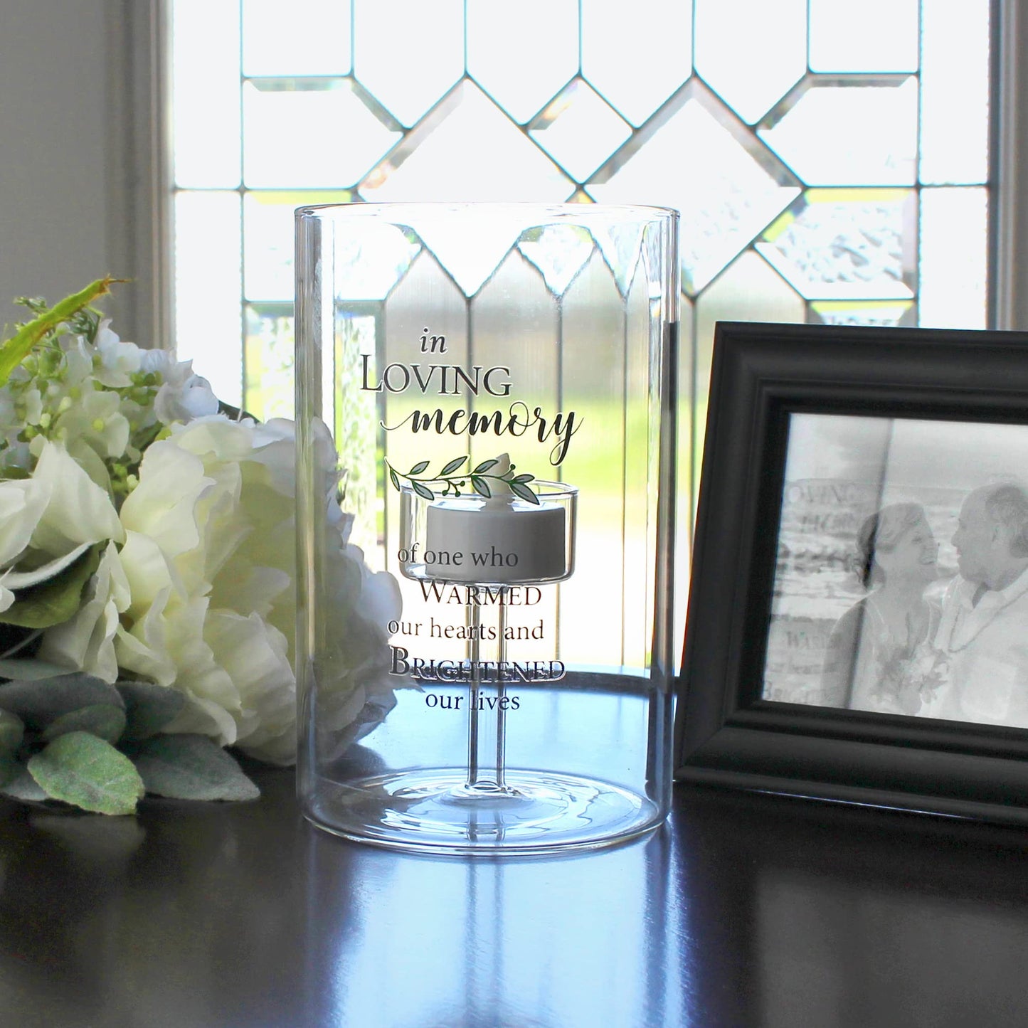 Lillian Rose In Loving Memory Glass Memorial Tea Light Holder