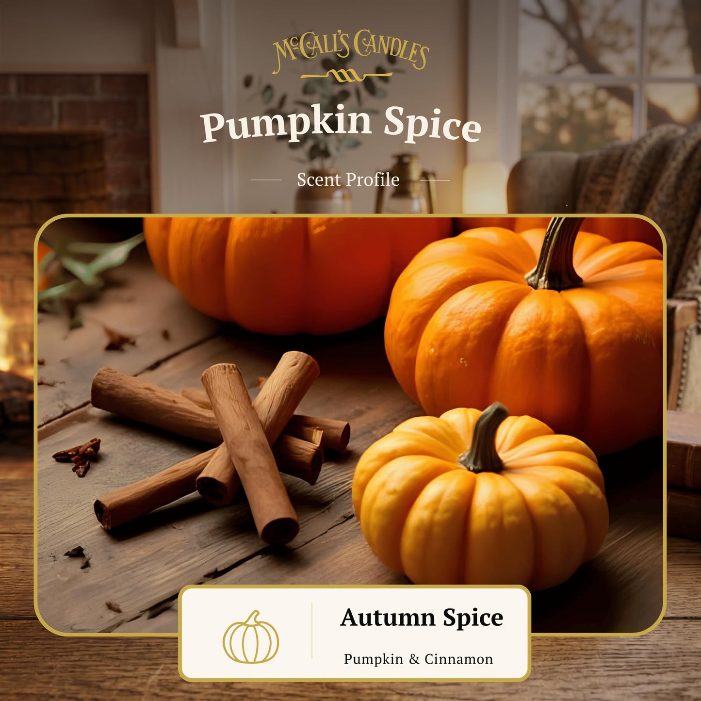McCall’s Candles | Pumpkin Spice | 16 oz Scented Candle | USA-Poured | Vintage Rustic Jar with Carrying Handle | Warm Fall-Inspired Fragrance