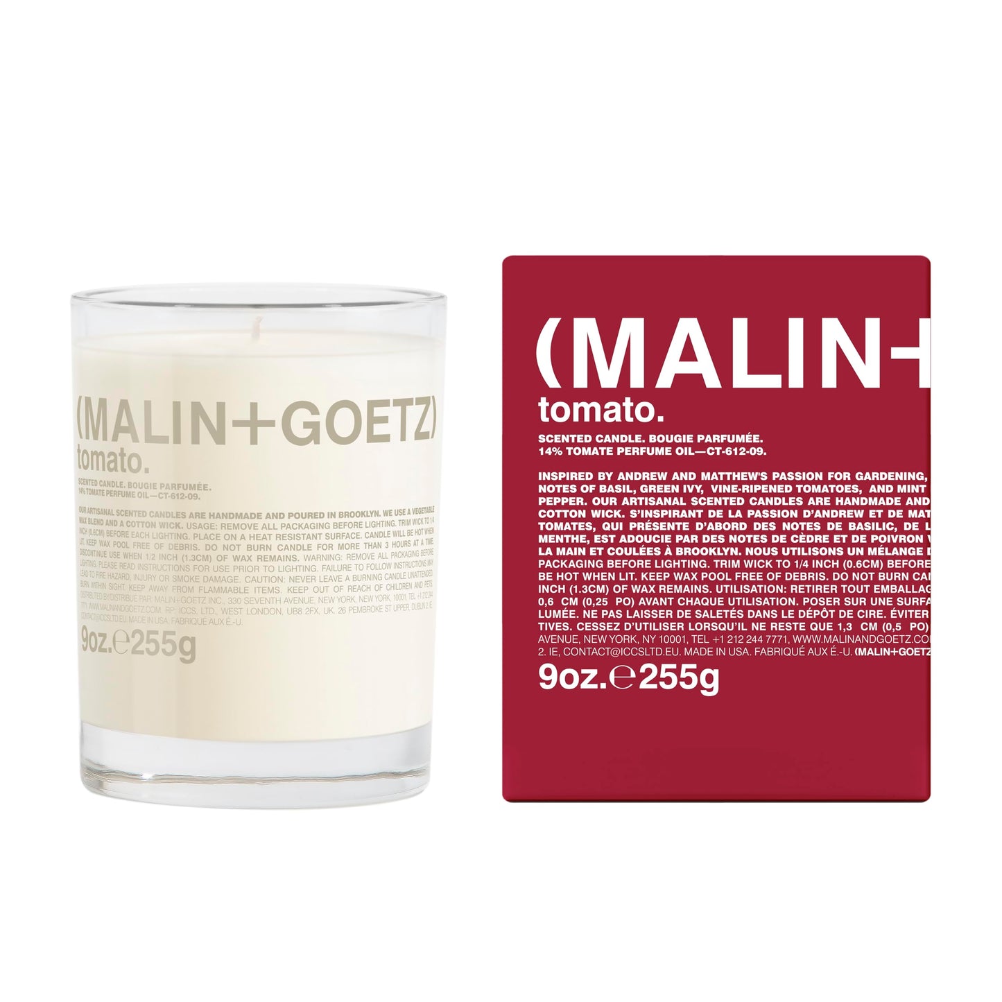 MALIN+GOETZ Tomato Candle – Home Grown Tomato Aroma Fragrance Scented Candle, Natural Wax Blend, Fresh & Verdant Scent, Vegan & Cruelty Free, Single Wick Candle, Lasts 60 Hours