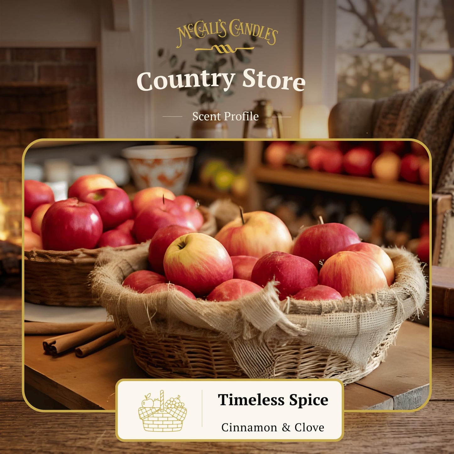 McCall’s Candles | Country Store | 16 oz Two-Wick Scented Candle | USA-Poured | Vintage Mason Jar with Carrying Handle | Rosehips, Apple, Orange & Spice Fragrance