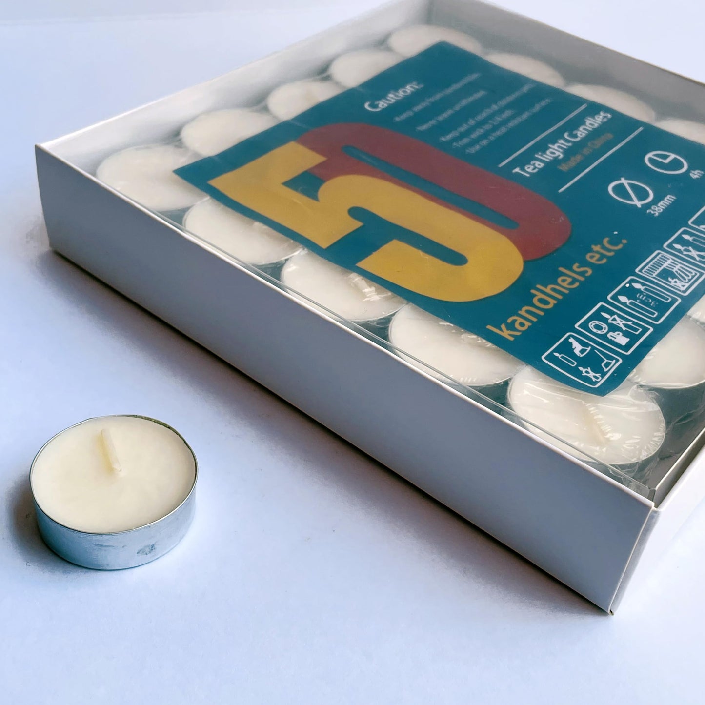 Soy Blend Tea Light Candles, 50-Pack, Unscented Soy Tealights in Aluminum Cups, 4-Hour Long-Burning, Smoke-Free Cotton Wicks