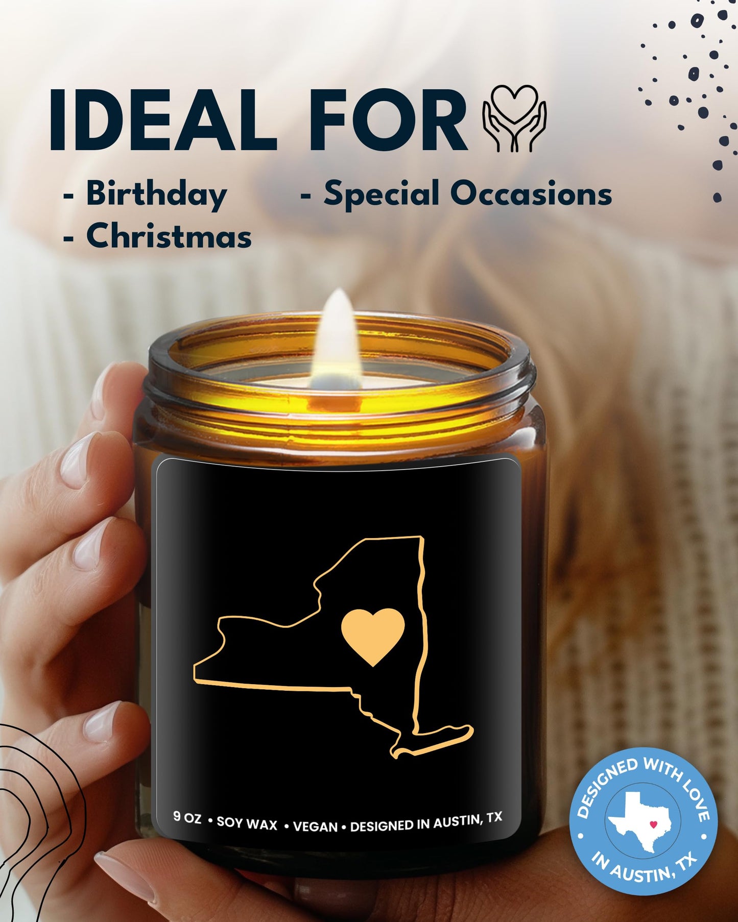New York Candle, Sentimental House Warming Gifts for Women & Men, Unique New York Themed Souvenir, Ideal Moving Away and Home Sick Gifts, Perfect for Birthday, Christmas, Special Occasions, Gift Ready