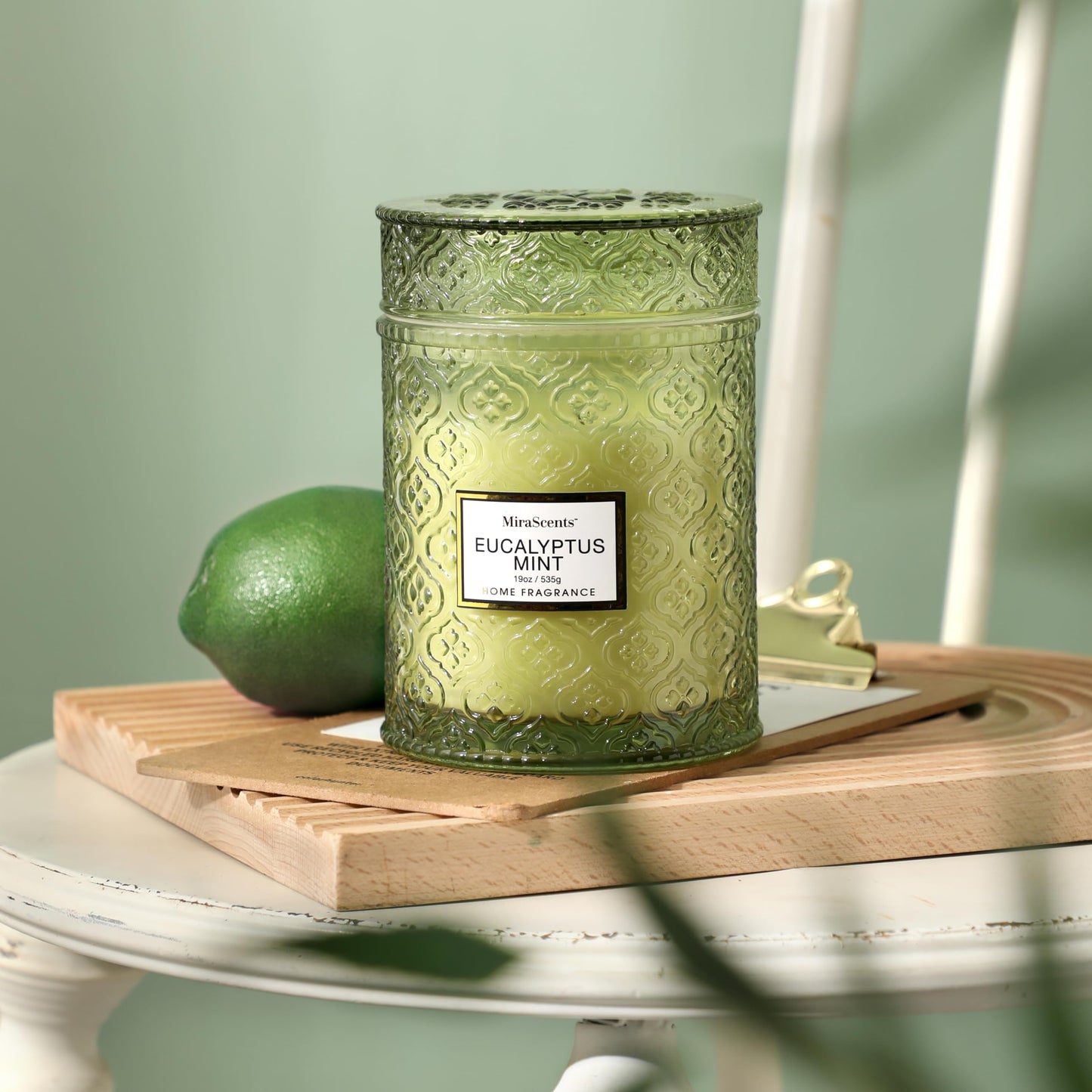 Eucalyptus Mint Scented Candles, Large Natural Soy Candle, 88 Hours Burning Time,Christmas Winter Decorative Candles in Glass, Aromatherapy Candle Gift for Women, 19oz