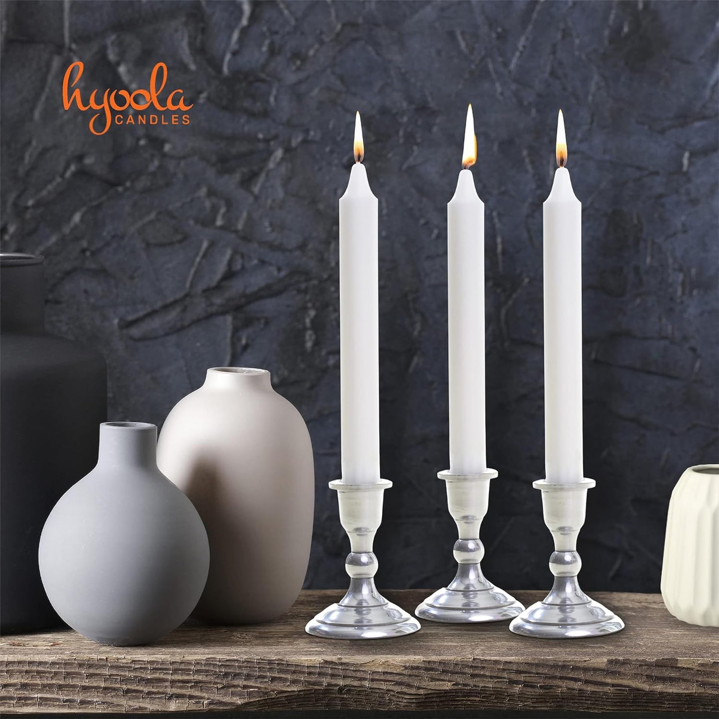Hyoola Taper Candles - 5 Inch White Dripless, Unscented Dinner Candle - 40 Pack European Made Candles 4 Hour Burn Time