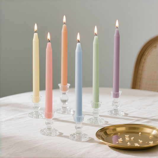 SRCVYLT 30Pcs Candy Candle Sticks,10 Inch Pastel Unscented Dripless Colored Taper Candles,Handmade Colorful Candle Set for Birthday,Wedding,Garden Party Decor,Home Dinning Table Decor,Elegant French