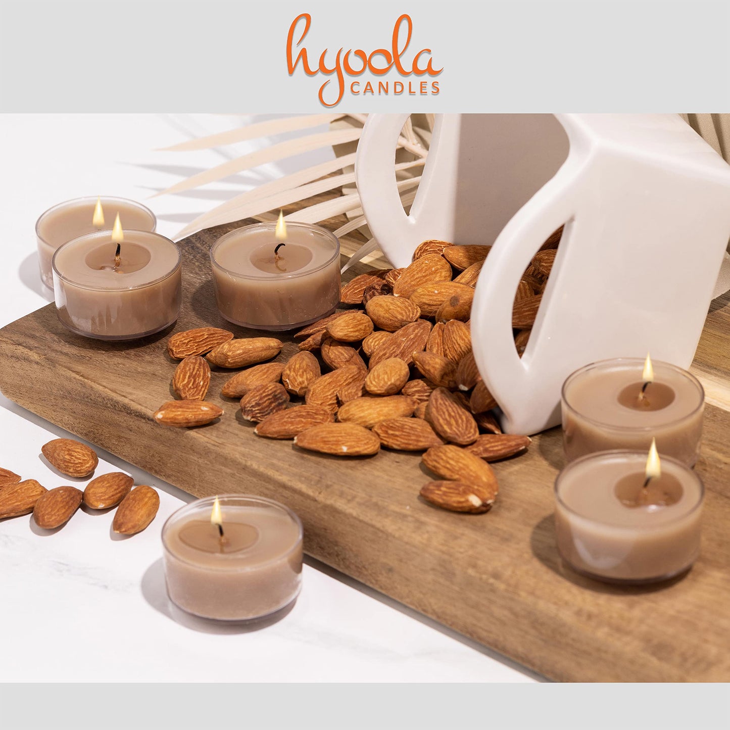 HYOOLA Scented Tealight Candles - Clear Cup - Roasted Almonds Tealight Candles Scented - 6 Hour Burn Time - 15 Pack - European Made