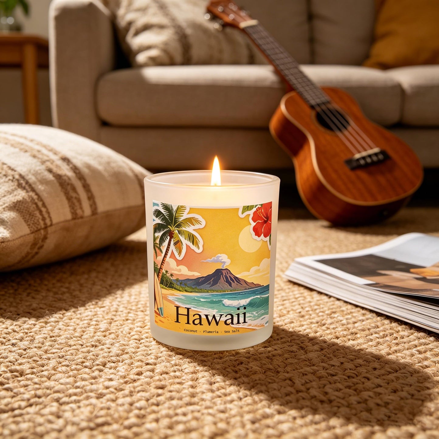 Hawaii Breeze Scented Candle, Coconut & Plumeria & Sea Salt - Hawaii Gifts, Hawaiian Gifts for Women, Hawaii Souvenirs, Tropical Souvenirs, 100% Soy Wax, 7OZ