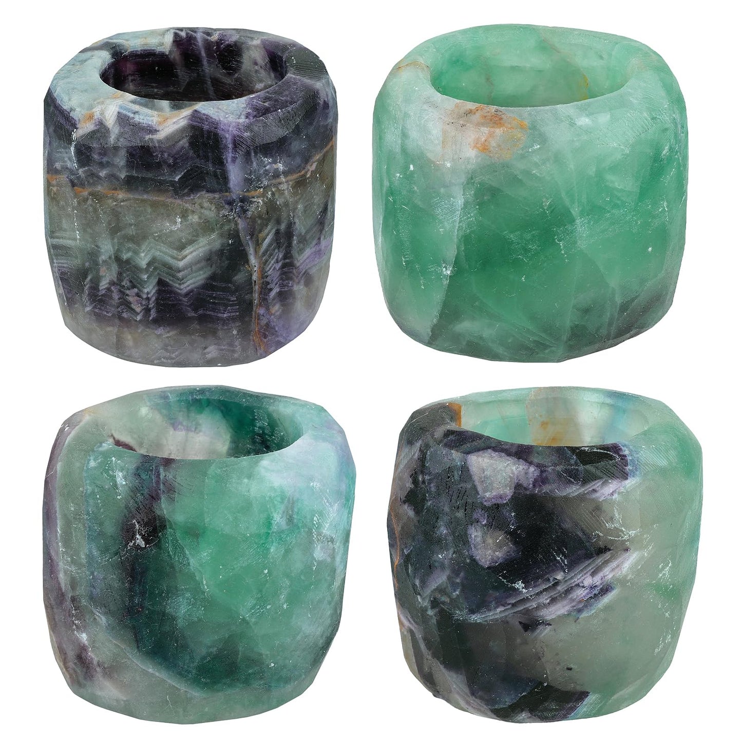 mookaitedecor Natural Fluorite Crystal Tea Light Candle Holder/Air Plant Holder Home Decor
