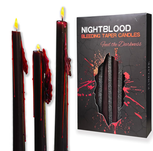 PAMELIFE 10-inch Bleeding Vampire Taper Candles, Black Blood Dripping Candlesticks, Ritual Spell Unscented Gothic Witch Taper Candles - Set of 6