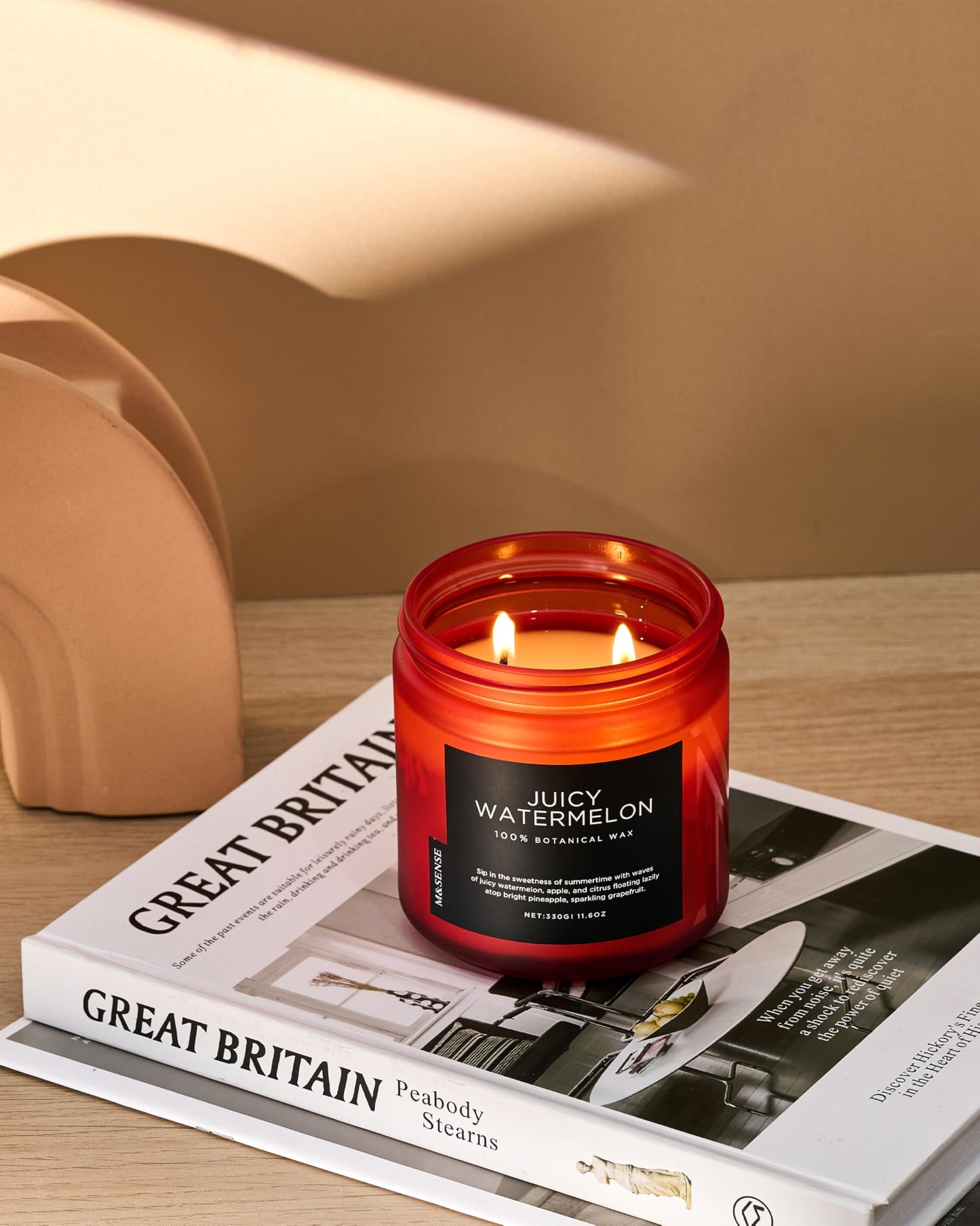 M&SENSE Juicy Watermelon Scented Candle - 11.6oz Clean Non Toxic Natural Soy Wax 70-Hour Burn Long Lasting Candle, 2-Wick Fruit Scent for Home Decor & Housewarming Gifts - Fragrance for Women & Men