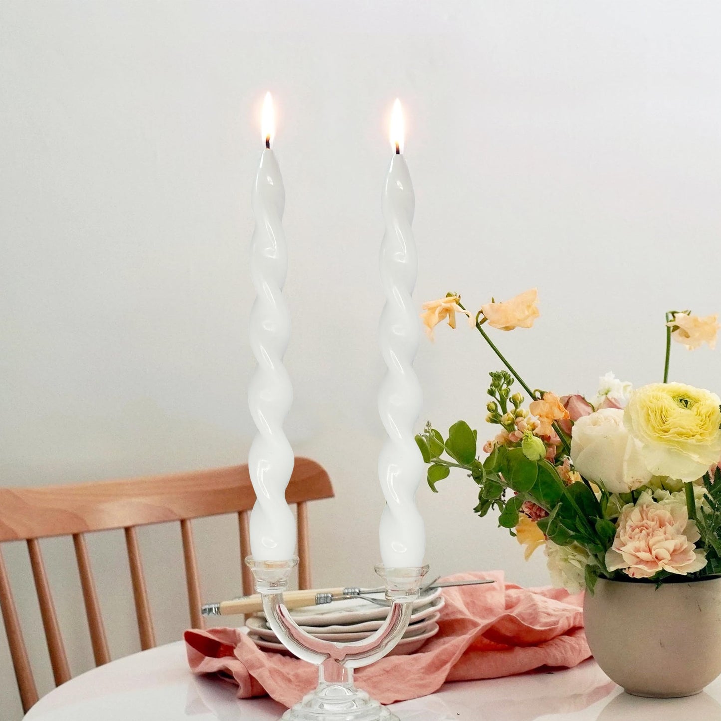 Spiral Taper Candle Long Candlesticks 10 INCH White Tapered Candles Unscented Twisted Candlestick Smokeless Candle Stick for Home Décor Weddings Festive Holiday