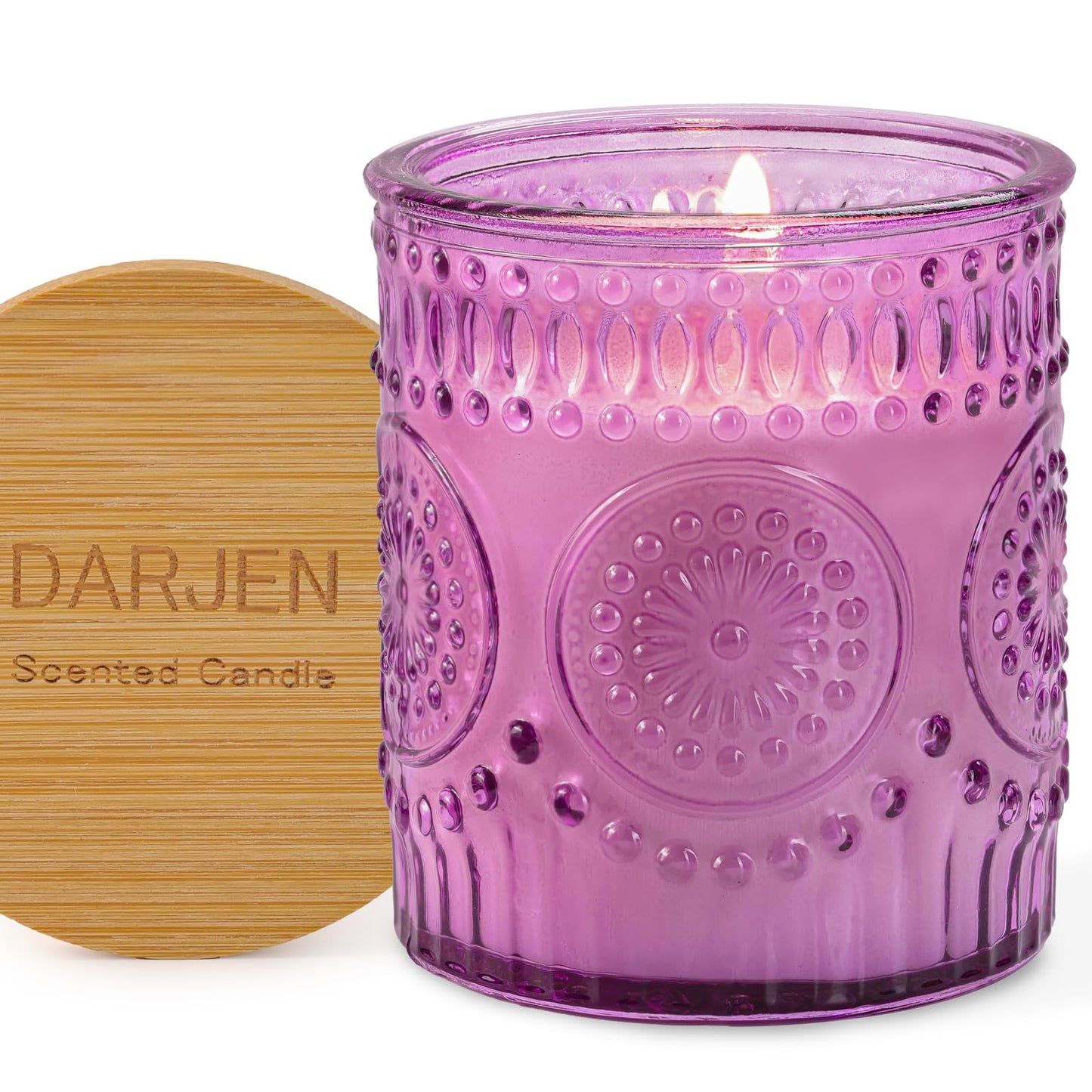 DARJEN Lavender Candles for Home- 5.3oz 35H Natural Soy Wax Aromatherapy Jar Candle with Strong Scent, Decorative Aesthetic Candles for Relax, Bedside, Laundry Room, Luxury Gift for Women