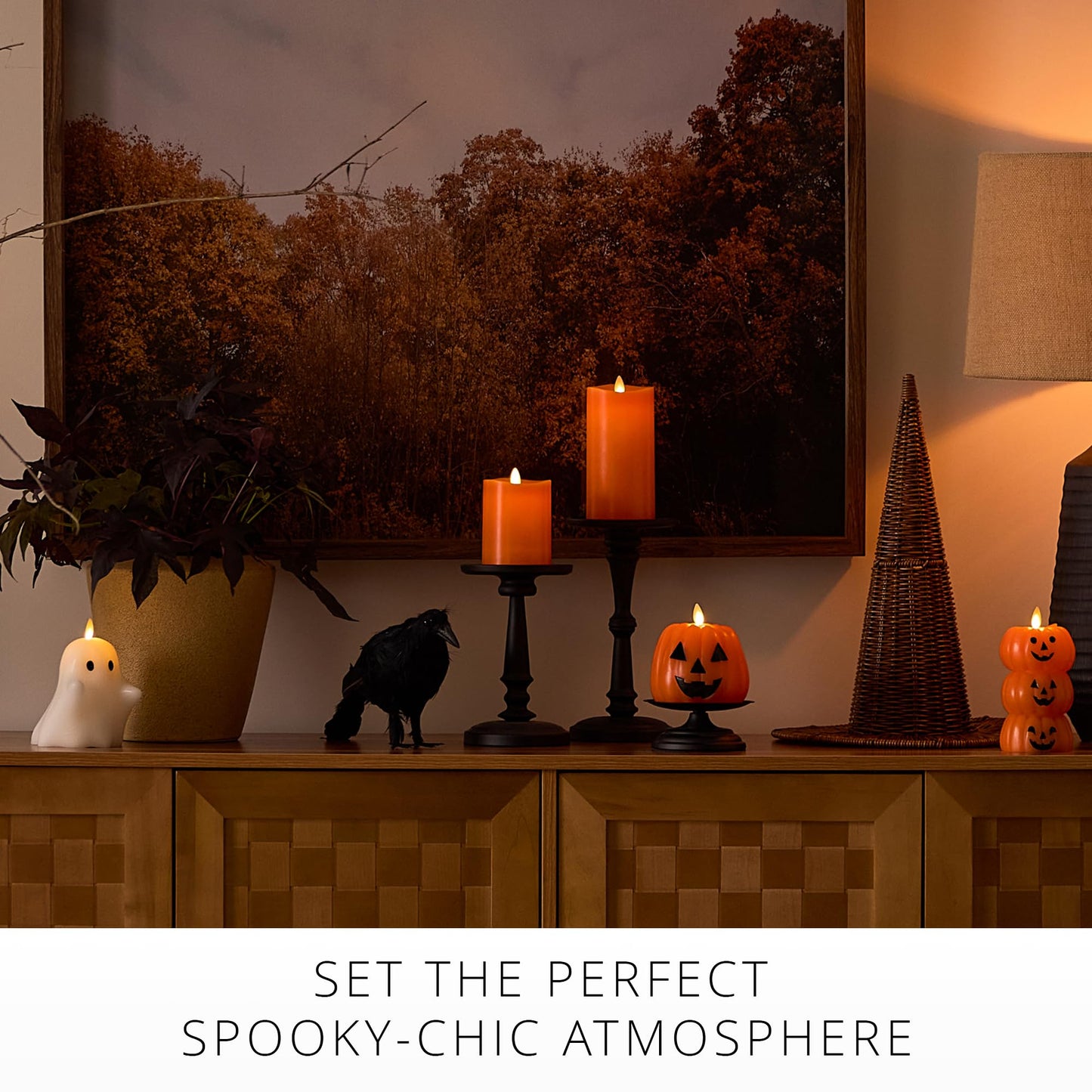 Luminara Flickering Flameless LED Candle, Battery Operated with Timer Function, Russet Orange Pillar 3"x 4.5" Inch, Real Wax Unscented Fall Home Indoor Decor, Remote Ready (Sold Separately),Melted Top