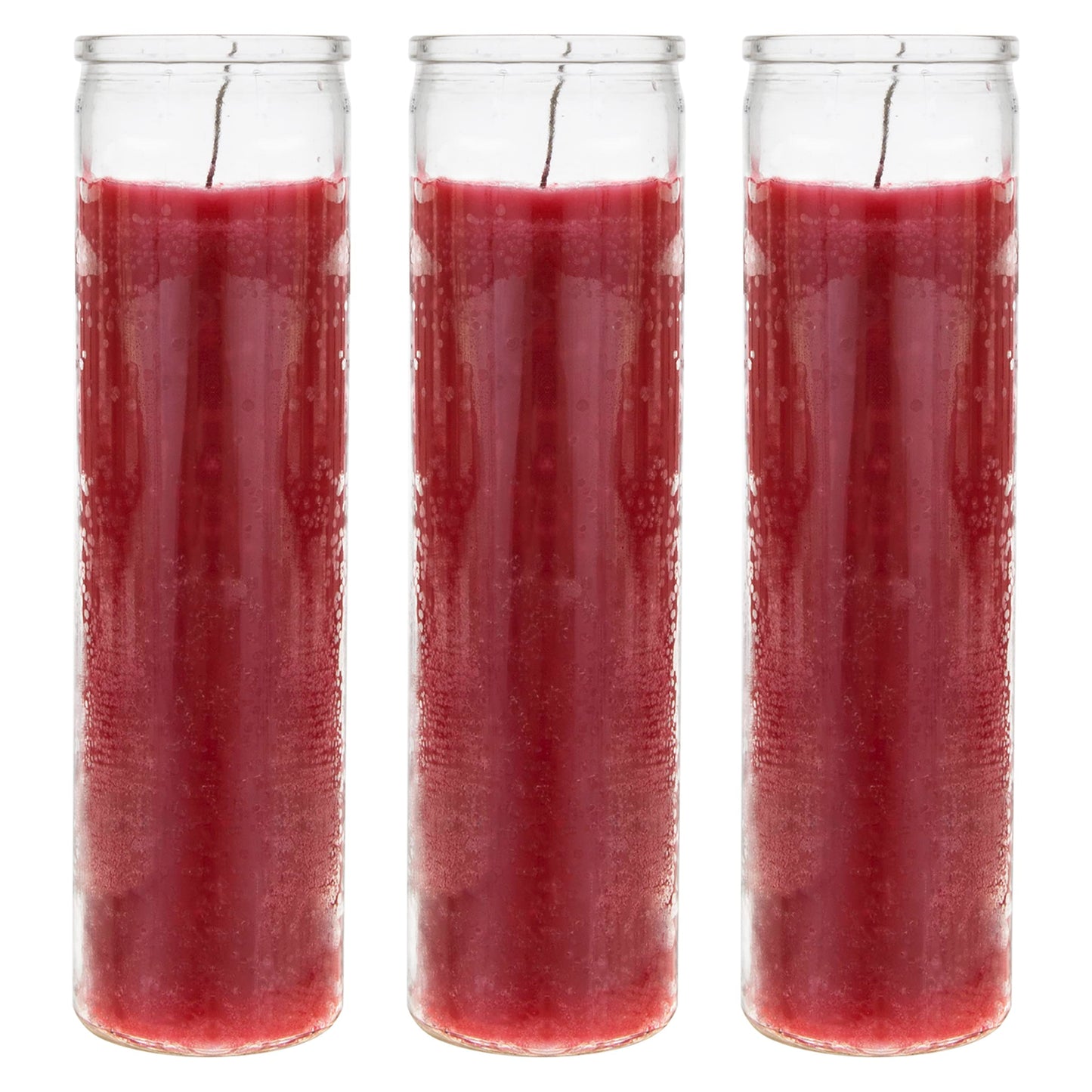 Mega Candles 3 pcs Unscented Red 7 Day Glass Container Devotional Prayer Candles, Premium Wax Candle 2 Inch x 8 Inch, Sanctuary, Vigils, Prayers, Blessings, Religious, Memorials, Remembrance