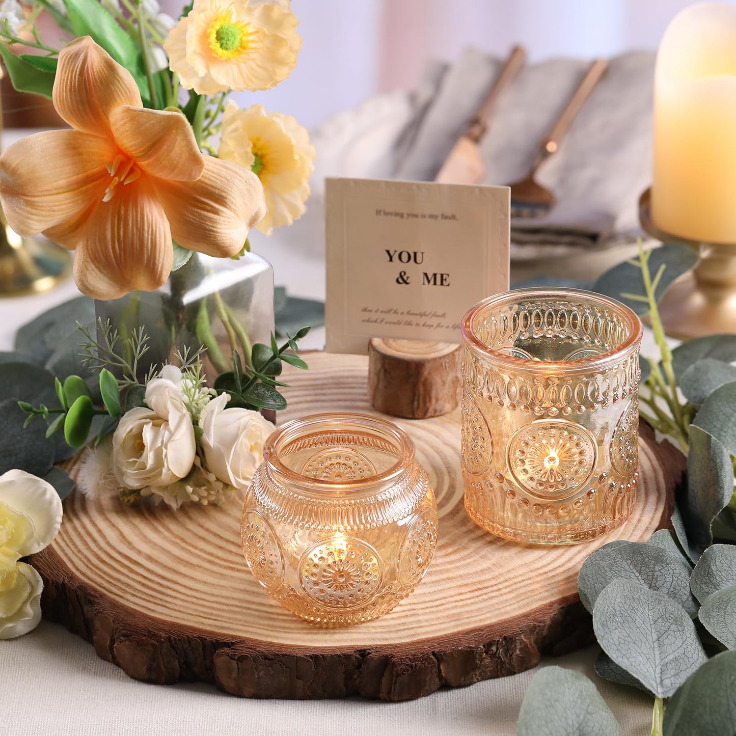 DARJEN Gold Votive Candle Holder Set of 20, Upgraded Size Tea Light Candle Holder Glass for Wedding Table Centerpieces, Elegant Bulk Votive Holders for Party, Proposals and Wedding Shower
