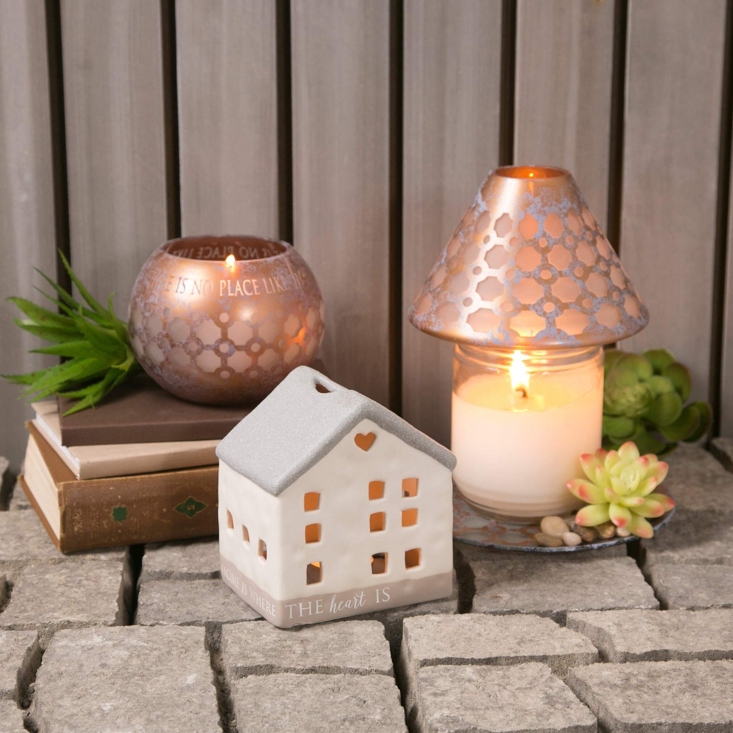 Pavilion - Bronze And Purple Sponge Patterned Frosted Glass Rounded Jar Candle Tray, 7.25 Inch