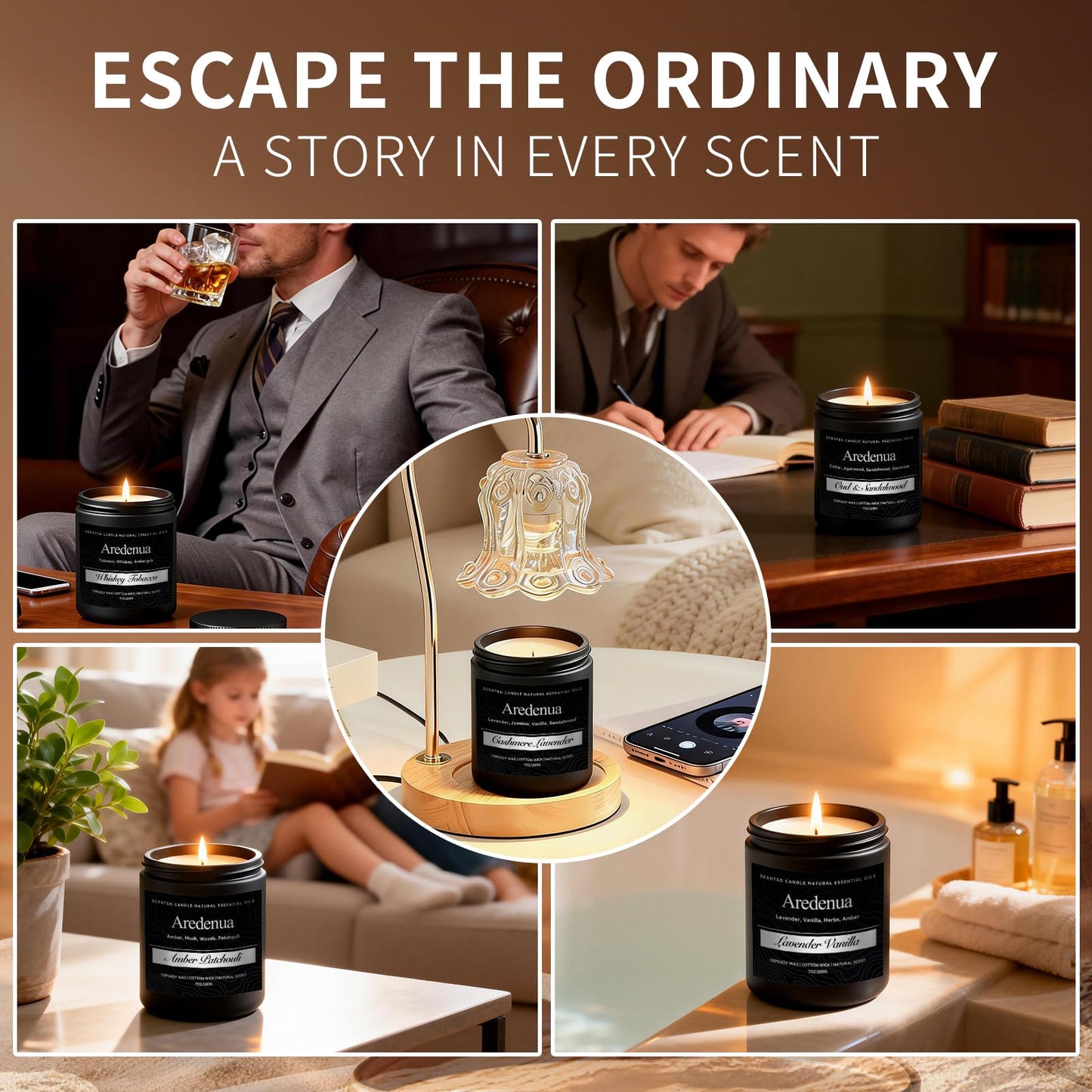 Caramel Coffee Candle | Soy Scented Candles for Home & Office, 50H Clean Burn, Manly Gifts for Fathers Day – Aromatherapy Candle for Dad or Husband, Cozy Coffee & Caramel Scent