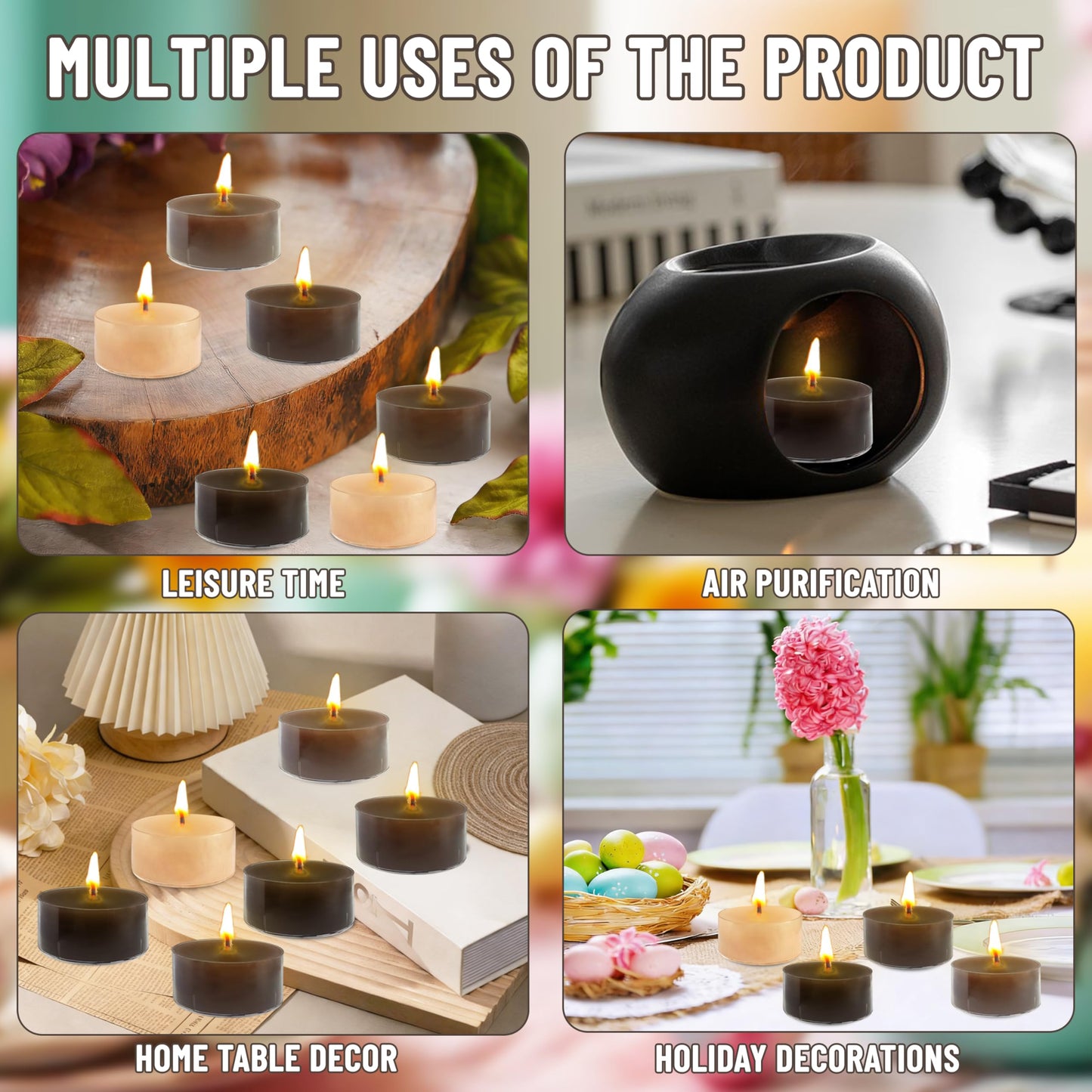 Gradient Brown Tealight Candle Coffee Scented Tealight Candles 12 Pack Hand Poured Smokeless 4 Hour Clean Burning Round Tea Lights for Morning Coffee Ritual Breakfast Table Kitchen Counter