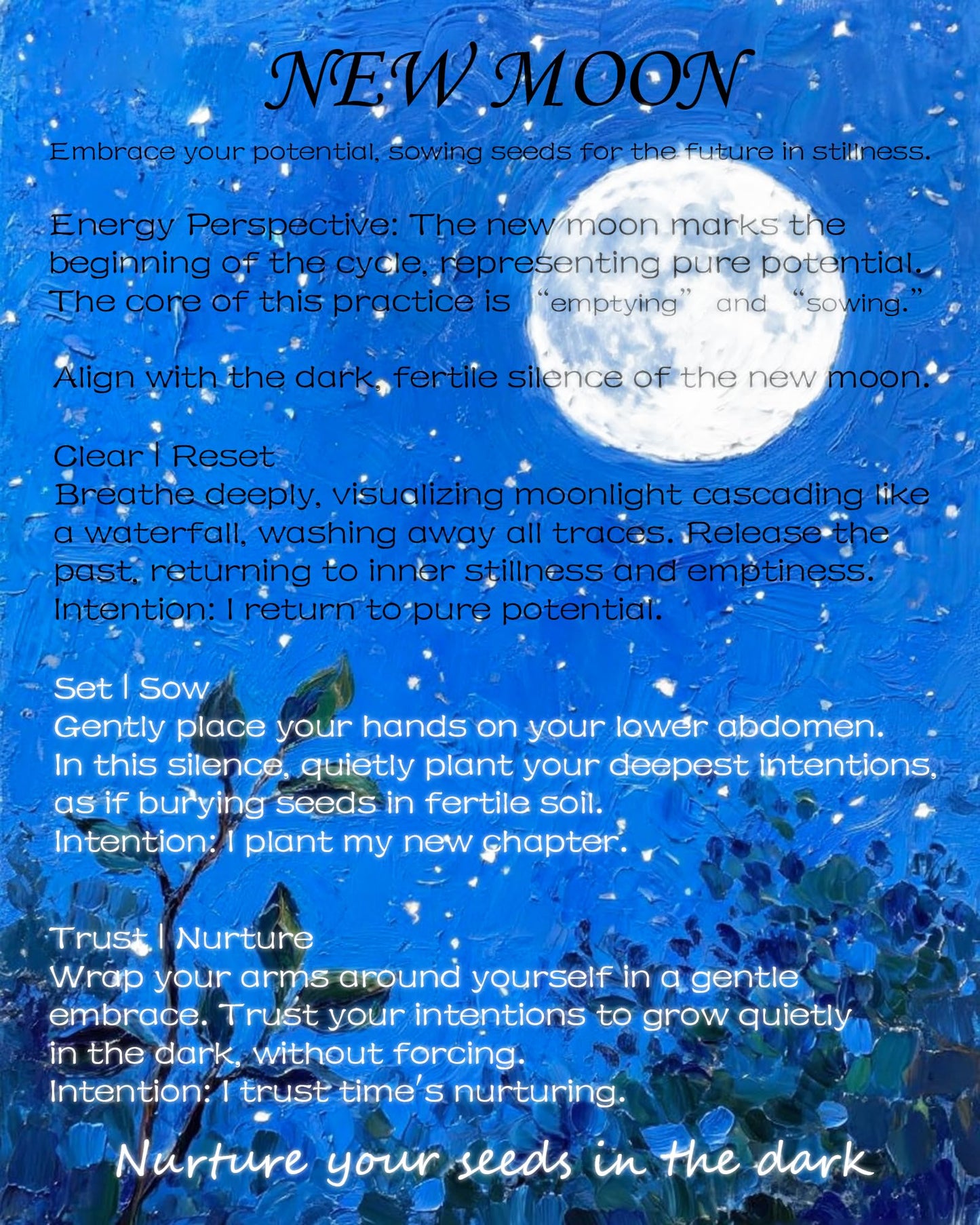 NEW Moon Handmade Candle, New Beginnings, Ritual Energy Gift, Intention De-Stress Good Fortune, Success Protection, Meditation, Moonstone, Soy Wax (8oz)