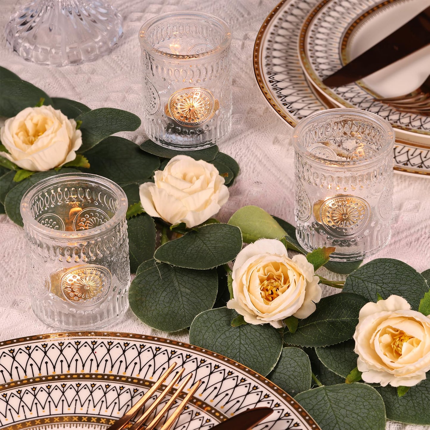 Lanttu 12 Pcs Clear Glass Votive Candle Holders for Wedding Table Centerpiece, Clear Tea Lights Candle Holders Bulk for Dinner Birthday Bridal Shower, Christmas, Thanksgiving Party Decor