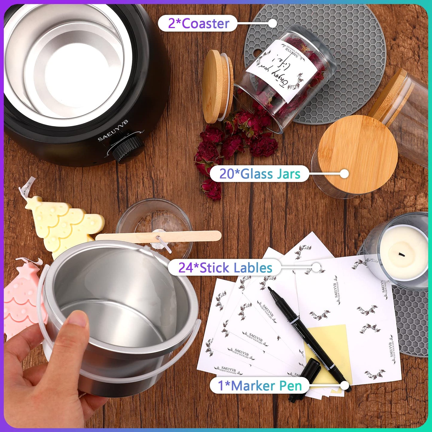 20 PCS Candle Jars,Candle Jars with Lids,Candle Making Kit,Bulk CandleJars For Candles