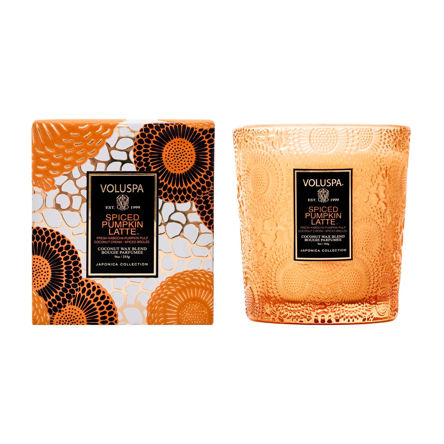 Voluspa Pumpkin Spice Latte Candle, 9 oz, Coconut Wax Blend, Scented Candles for Home, 60 Hour Burn Time, Classic Candle Jars