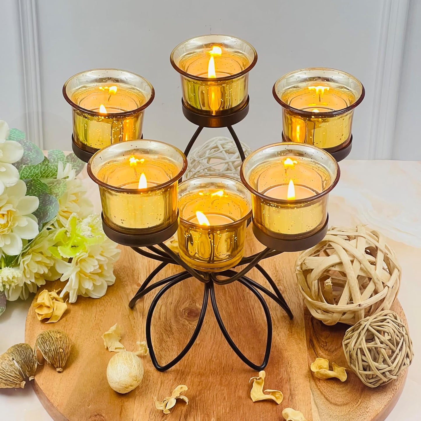 Hosley Set of 24 Metallic Gold Finish Glass Candle Tealight Holders Elevate Your Space with Elegant Decor and Timeless Ambiance