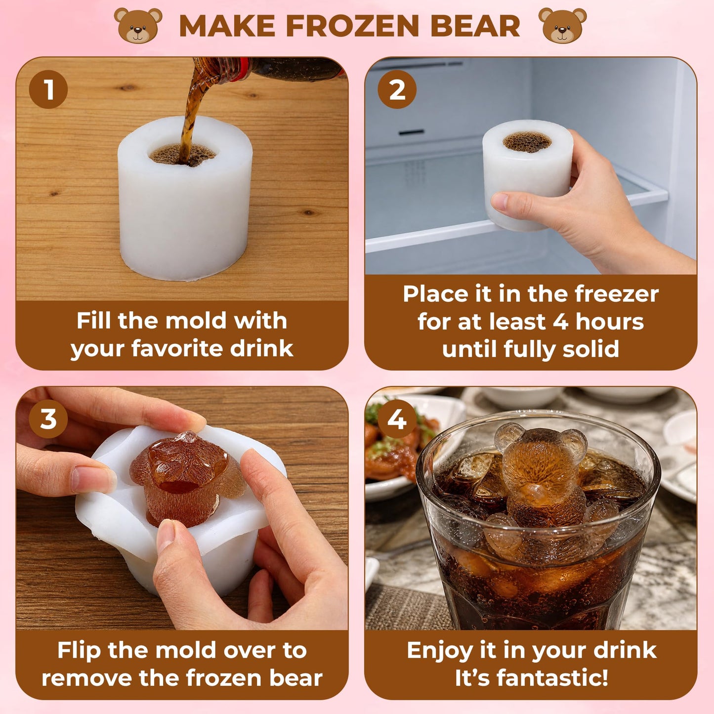 Set of 3 Teddy Bear Candle Molds, 3 Bears Animal Silicone Candle Molds for Party Chocolate, Suitable fit for Resin DIY