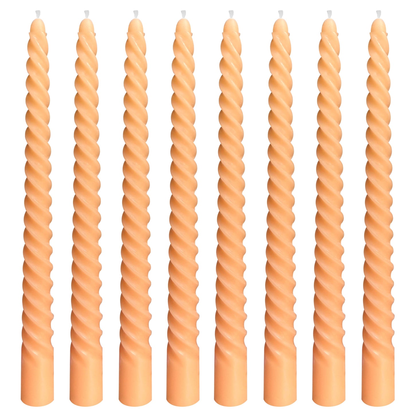 8 Pack 10 Inch Orange Spiral Taper Candle Set, 7/8 Inch Unscented Driples Candlesticks for Home Decoration, 6-7 Hours Burn