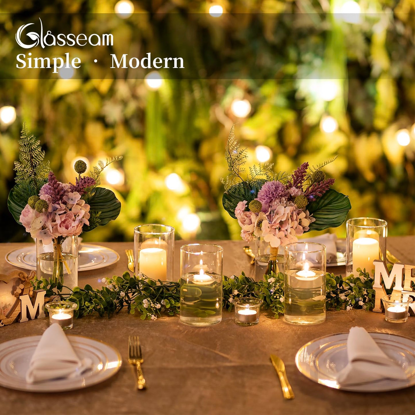 Glasseam Glass Hurricane Candle Holder Set of 12, Cylinder Pillar Candle Holders for Table, Modern Floating Candle Decorations, Clear Glass Cylinder Vase for Centerpieces Wedding Dining Table, 6inch