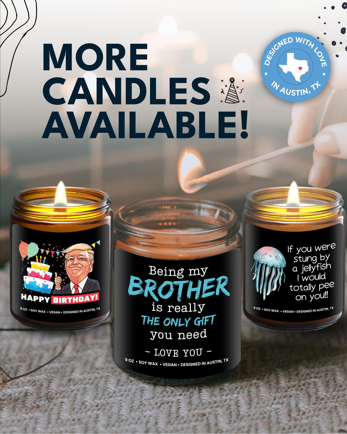 Being My Brother is the Only Gift You Need Candle, Funny Brother Gifts from Sister, Funny Birthday Gifts for Him, Adult Brother Birthday Presents from Sister Unique, Ideal Present for Christmas