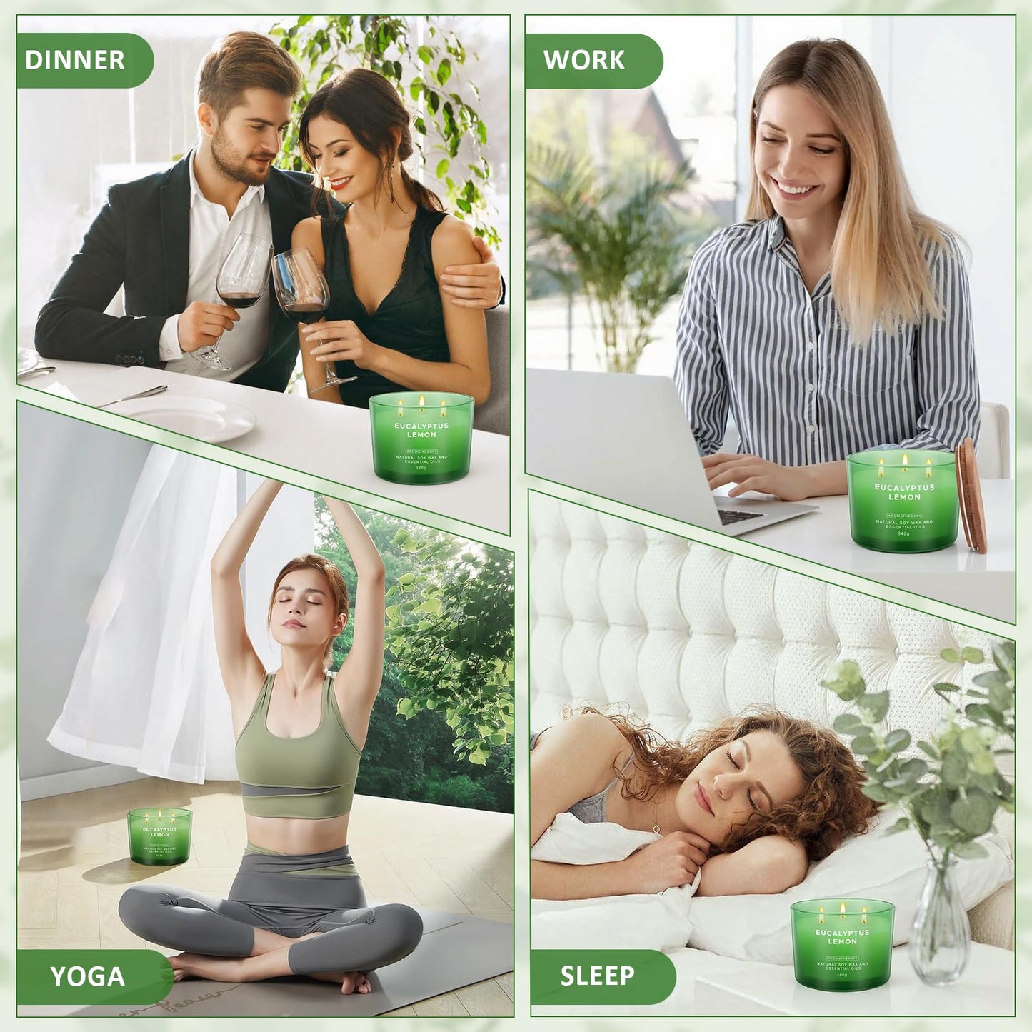Eucalyptus Lemon Candles for Home Scented, 12oz Large Scented Candles for Women Men, Natural Soy Aromatherapy Candle, 70 Hours Long Burning Amber Jar Candle Gifts for Mom, Dad, Her, Wife