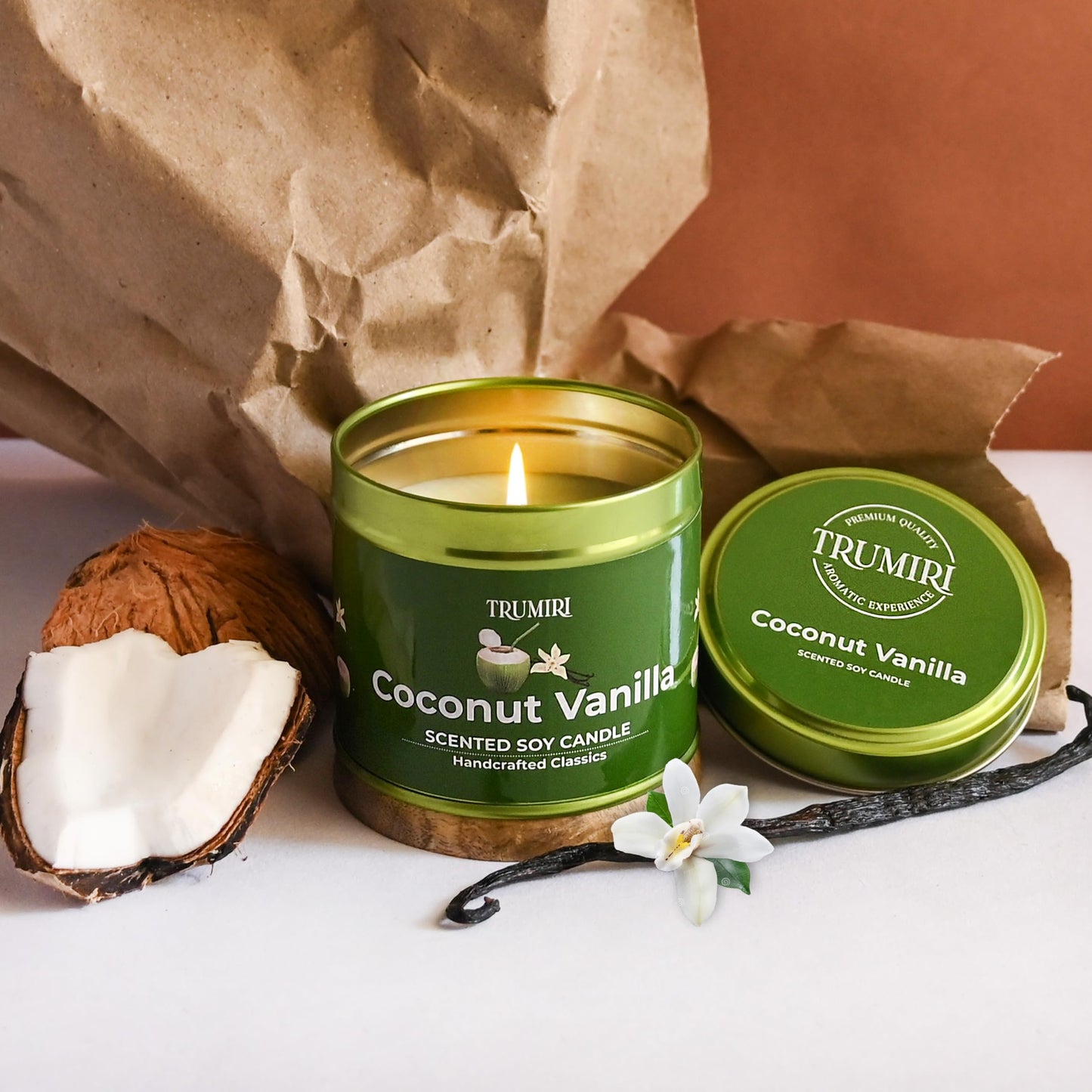 Coconut Vanilla - Aromatherapy Candles for Home Scented - 5oz Natural Soy Wax Clean Organic Non Toxic - Long Lasting Highly Scented with Essential Oils - Gifts for Women Relaxing Spa Beach Bathroom