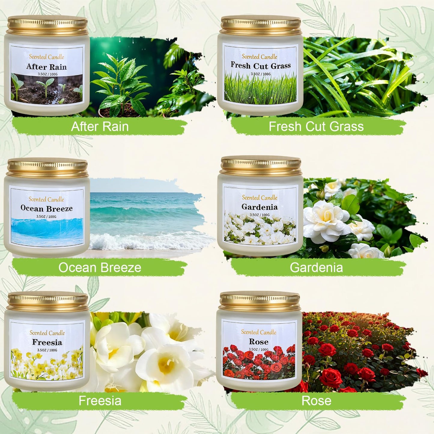 Aeraroma 6 Pack Spring Candles for Home Scented, Spring Scented Candles for Women Men, 21oz Natural Soy Wax Candle, Scented Candle Gifts Set for Birthday, Valentines Day, Anniversary