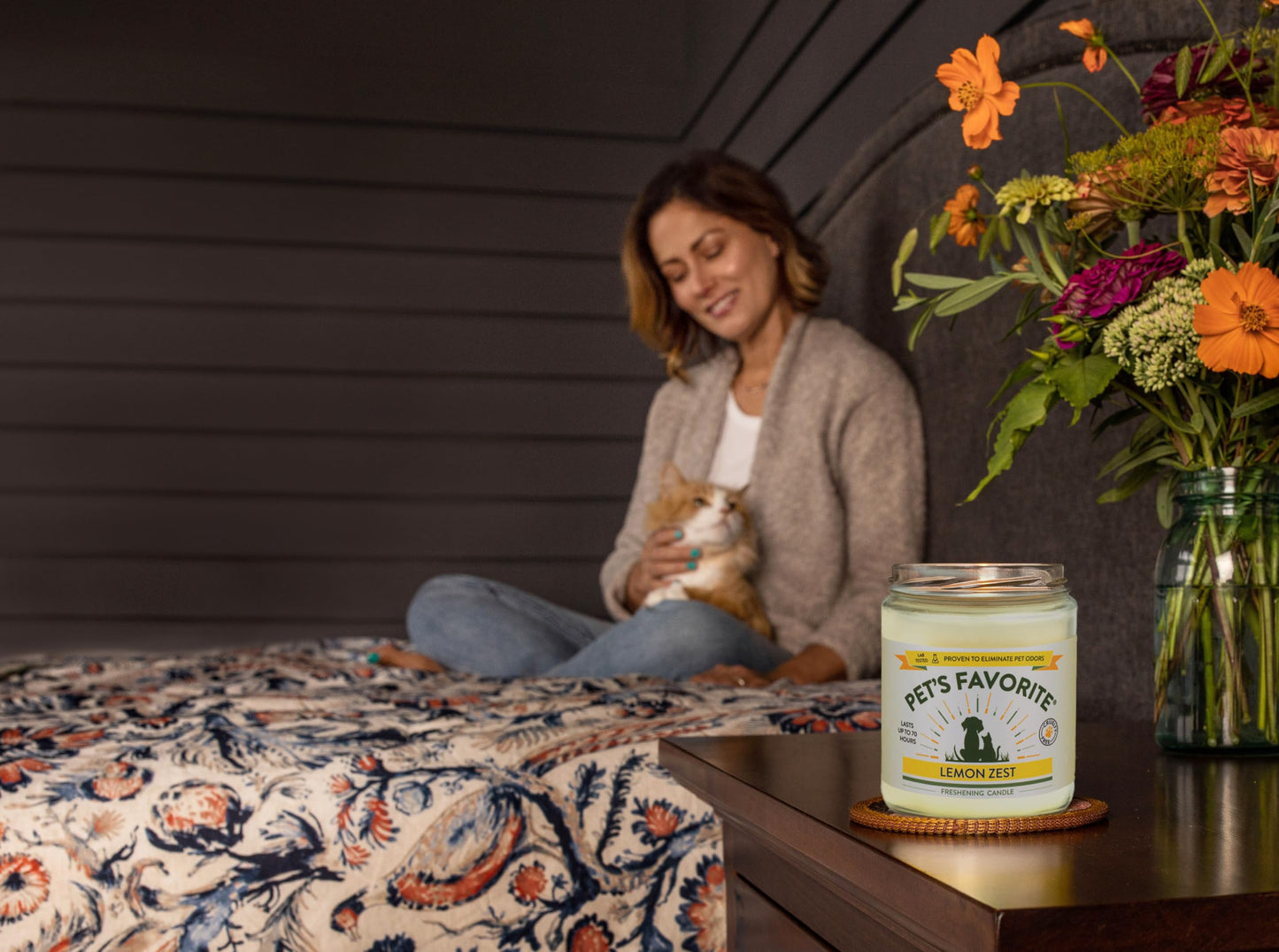 Pet's Favorite Lemon Scented Candles, Clean Burning Pet Friendly Candles with a Natural Fiber Wick and 70 Hour Burn Time, Lemon Zest Pack of 1