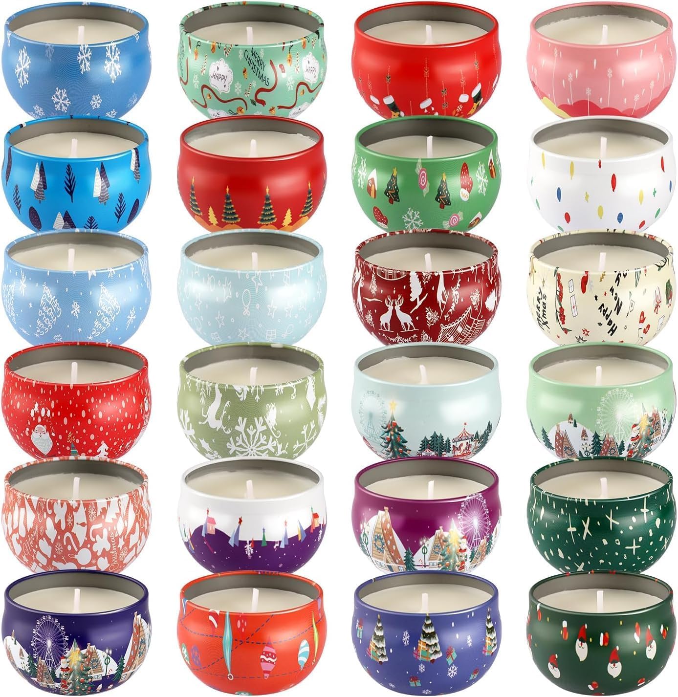 AYIQIW 24 Pack Christmas Scented Candles Gift Set for Woman, Jar Candle, 2.5 oz Soy Wax Tin Candle-Ideal Gift for Travel Home Décor,Aromatherapy