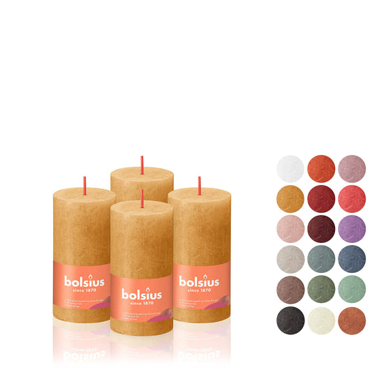 BOLSIUS 4 Pack Yellow Rustic Pillar Candles - 2 X 4 Inches - Premium European Quality - Includes Natural Plant-Based Wax - Unscented Dripless Smokeless 30 Hour Party Décor and Wedding Candles