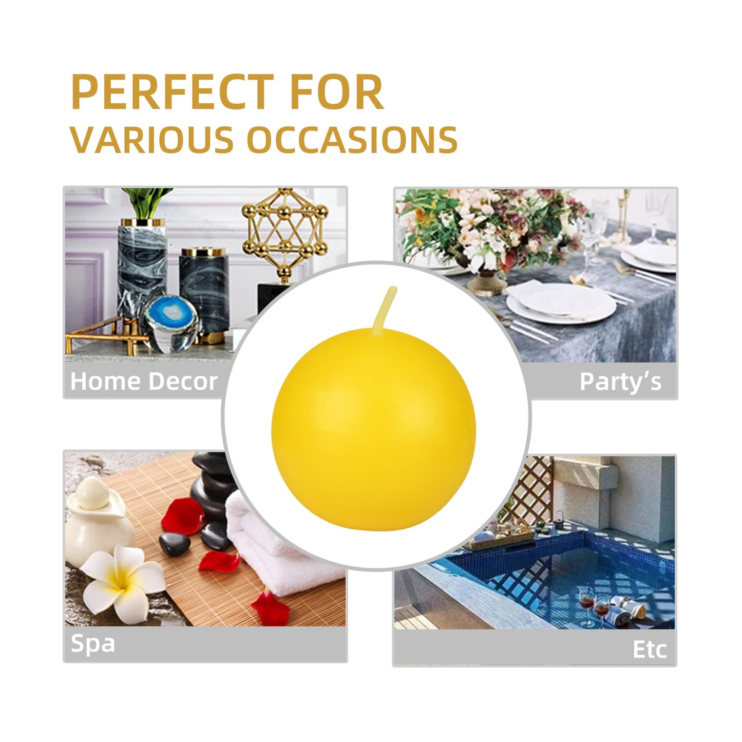 Zest Candle 12-Piece Ball Candles, 2-Inch, Yellow Citronella