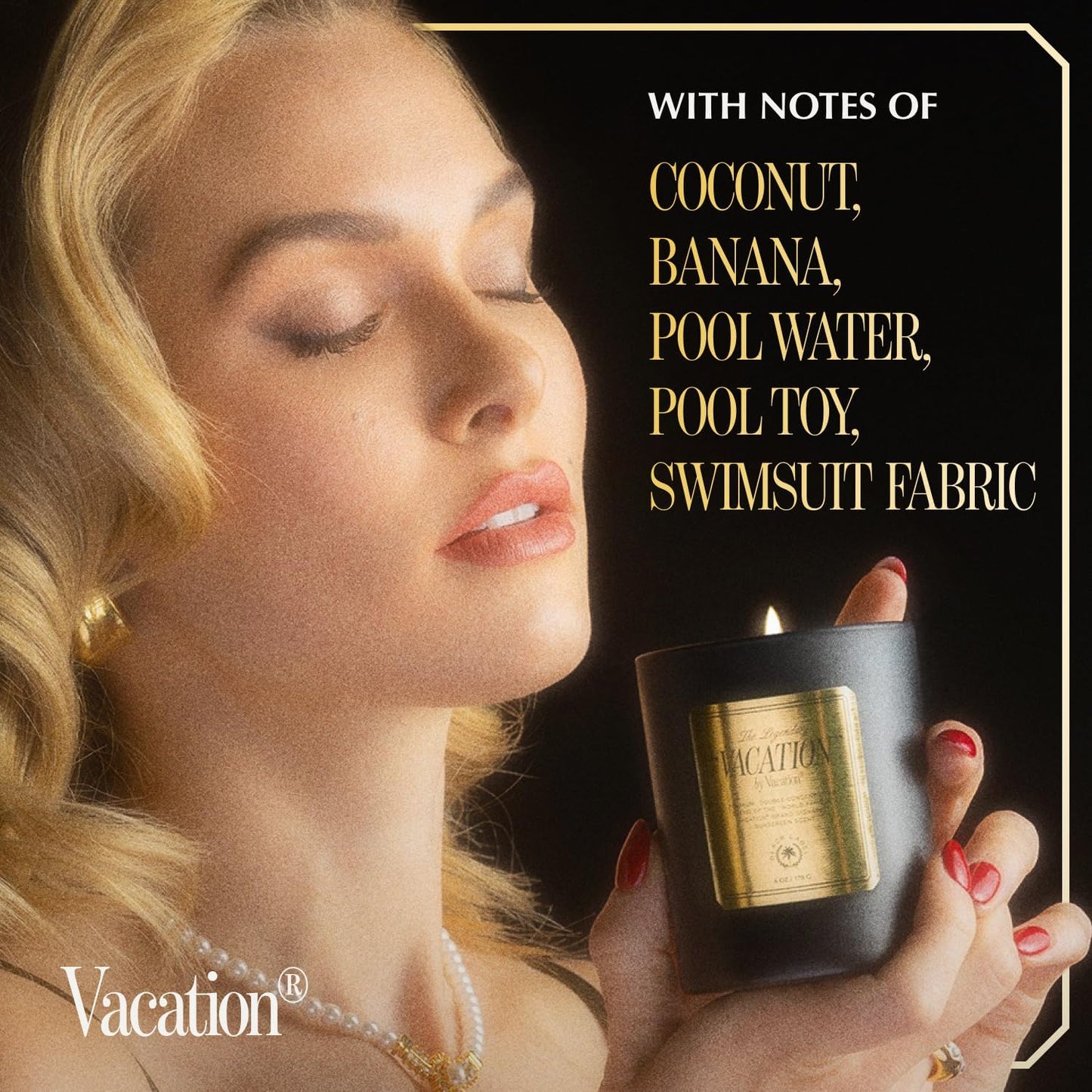 VACATION Perfume Scented Candle by Vacation Sunscreen – Coconut Vanilla, Premium Soy Wax, 50-Hour Burn, Luxury Home Fragrance Gift, Enhanced Design & Formula, 6 oz
