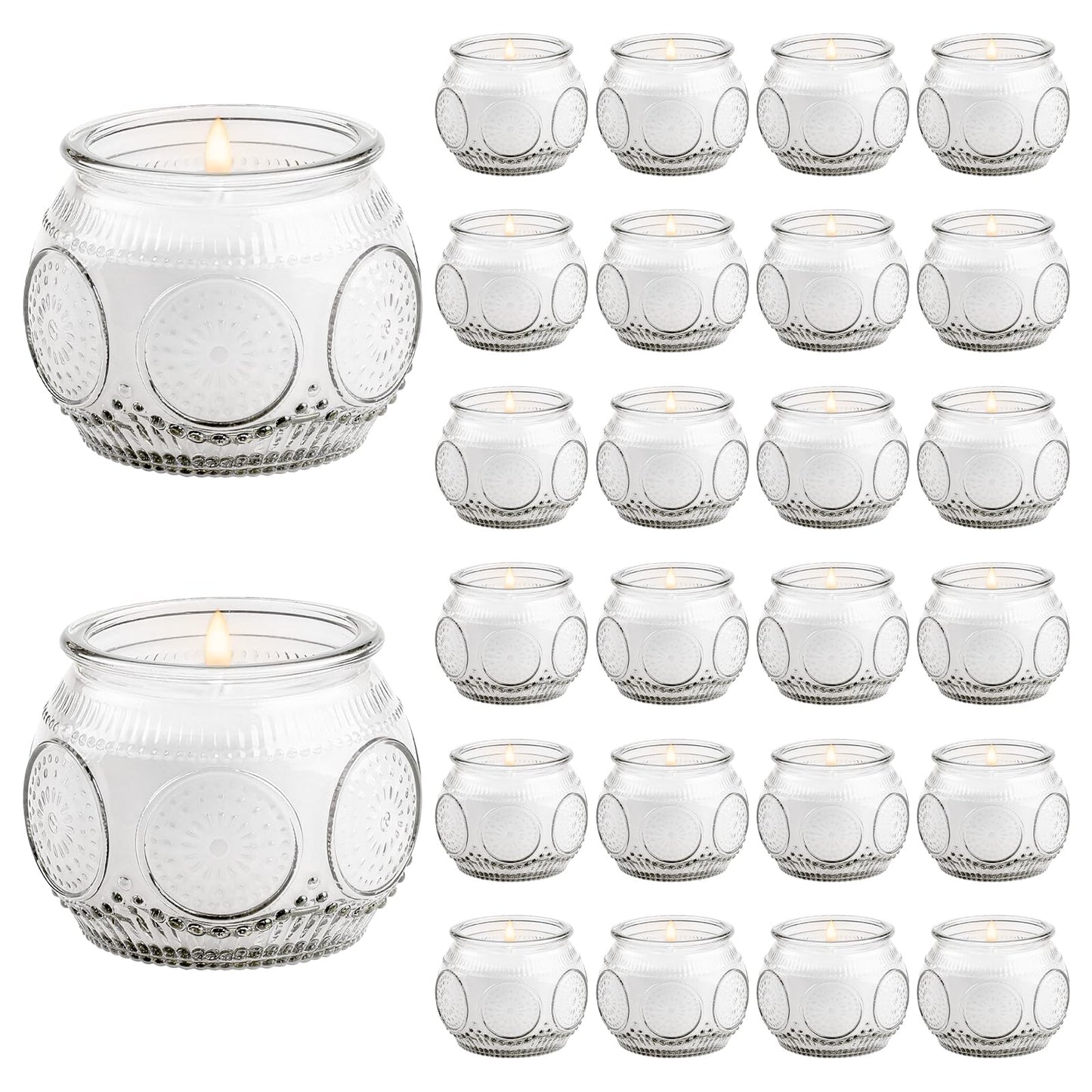 Veiuwa 24 Pack of 4 Oz Mini Soy Candles, Vanilla Scented Candle Set in Vintage White for Home, Gifts, Party Favors, Spa & Relaxation It's a Very Holiday Gift to Give to Family and Friends!